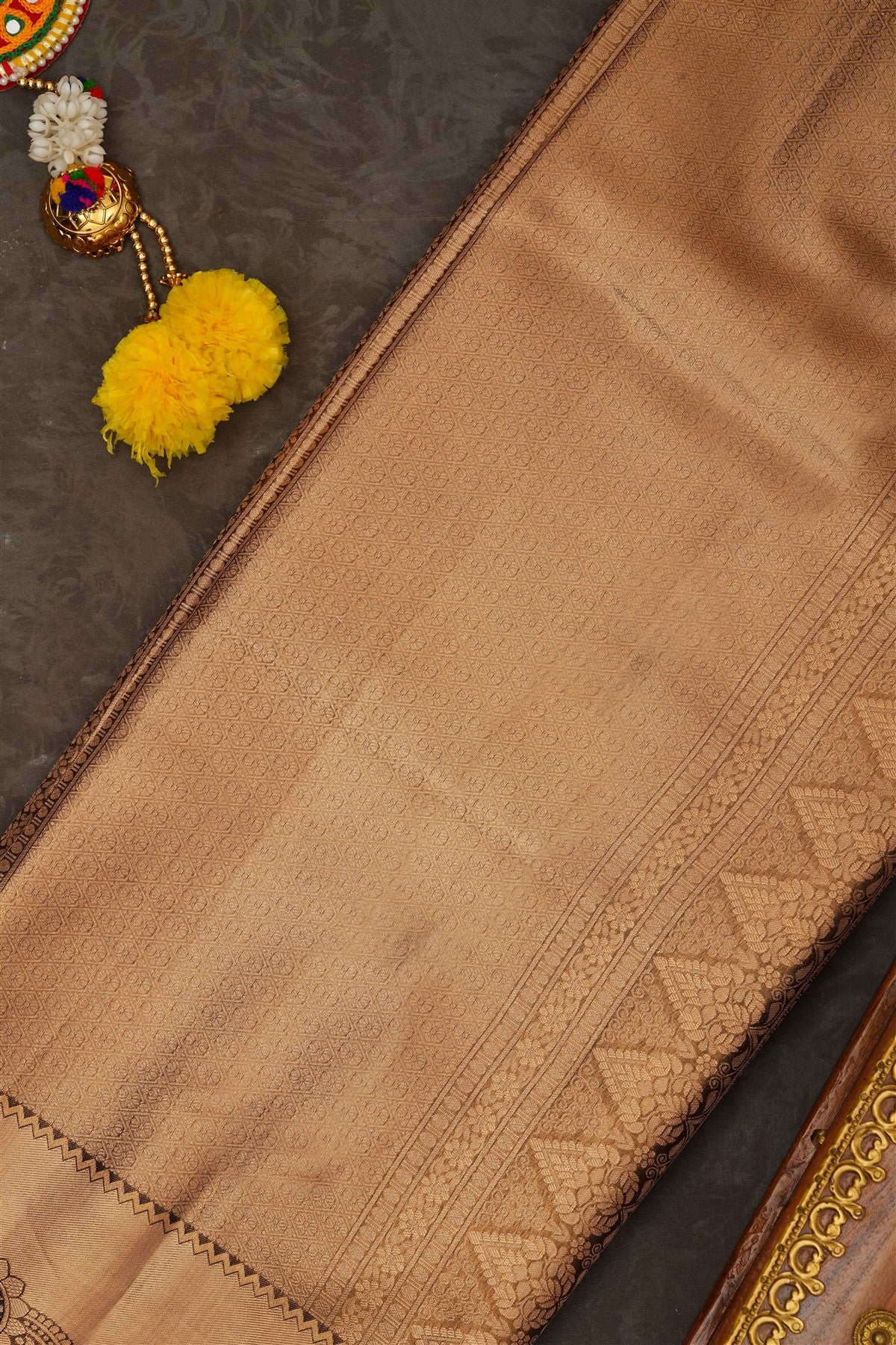 Semi Kanchipuram Tissue Silk Dark Green Saree