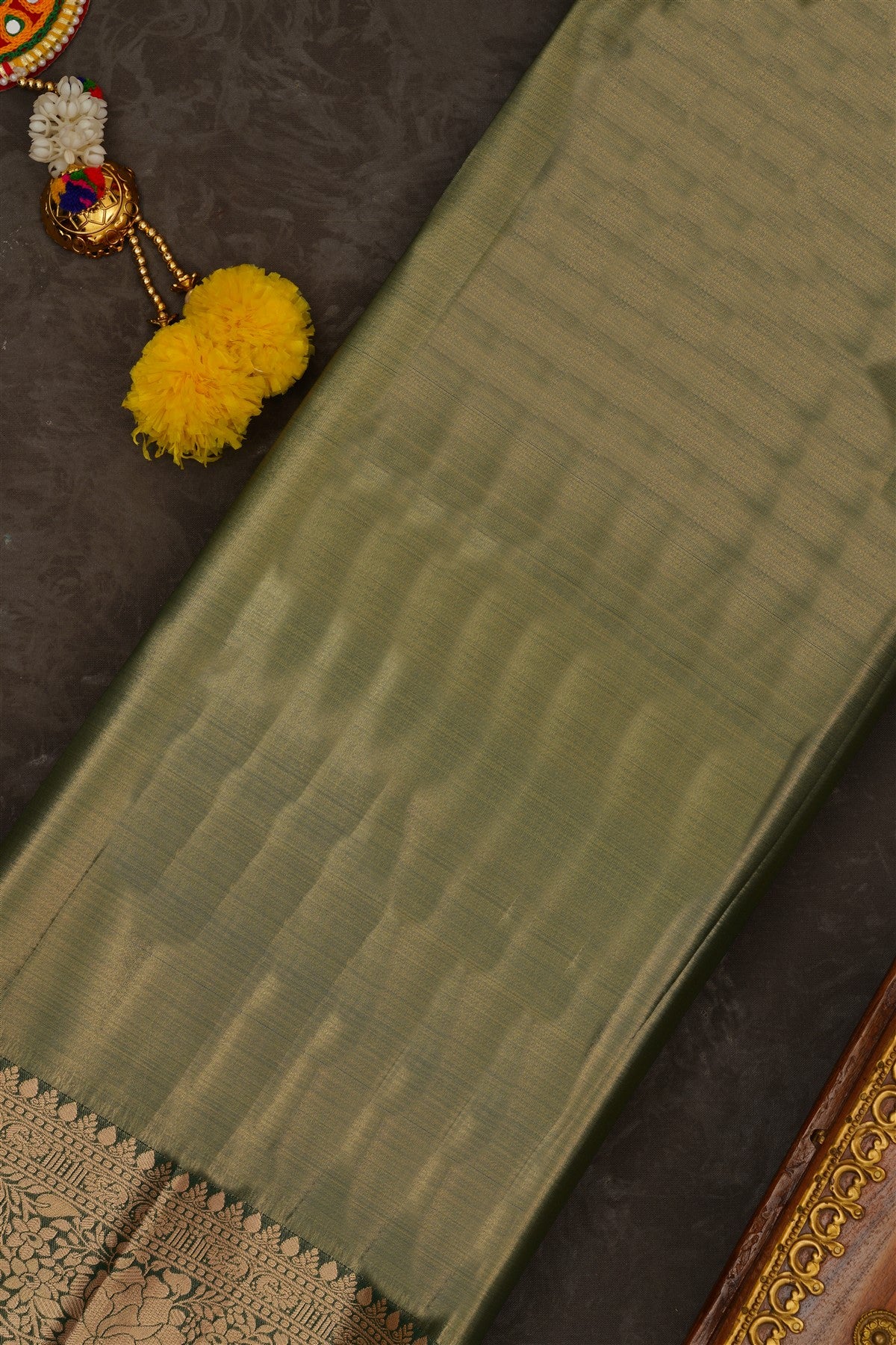 Semi Kanchipuram Tissue Silk Green Saree