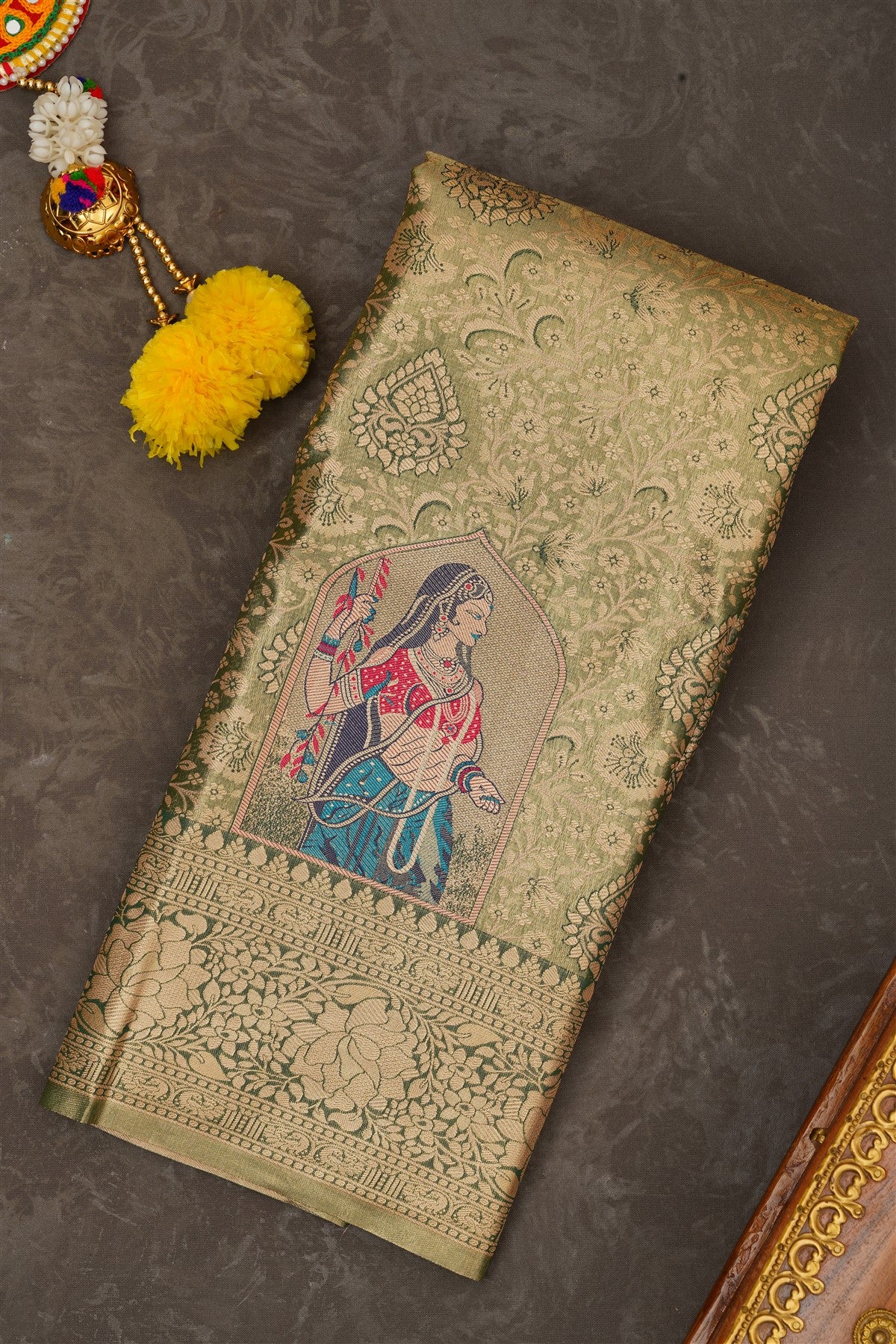 Semi Kanchipuram Tissue Silk Green Saree