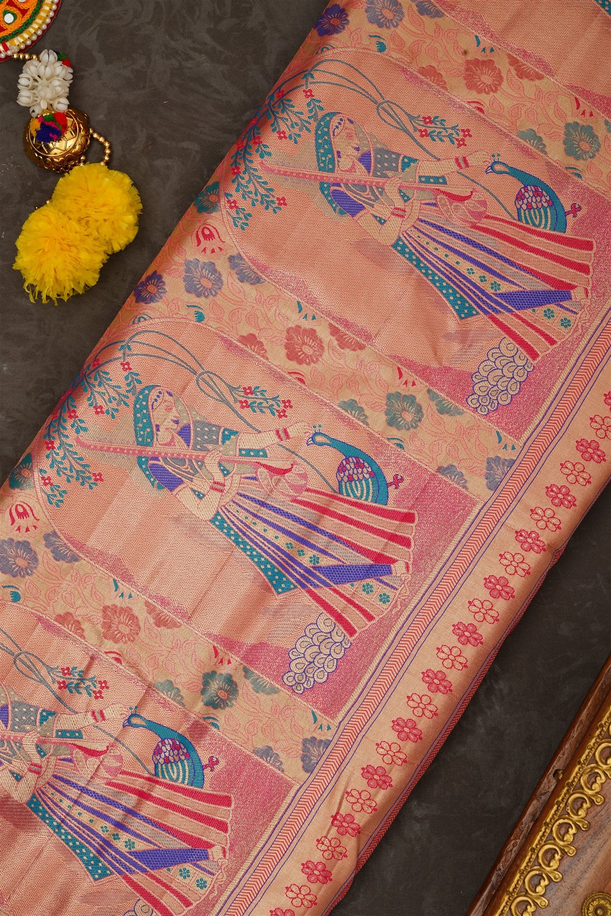 Semi Kanchipuram Tissue Silk Light Pink Saree