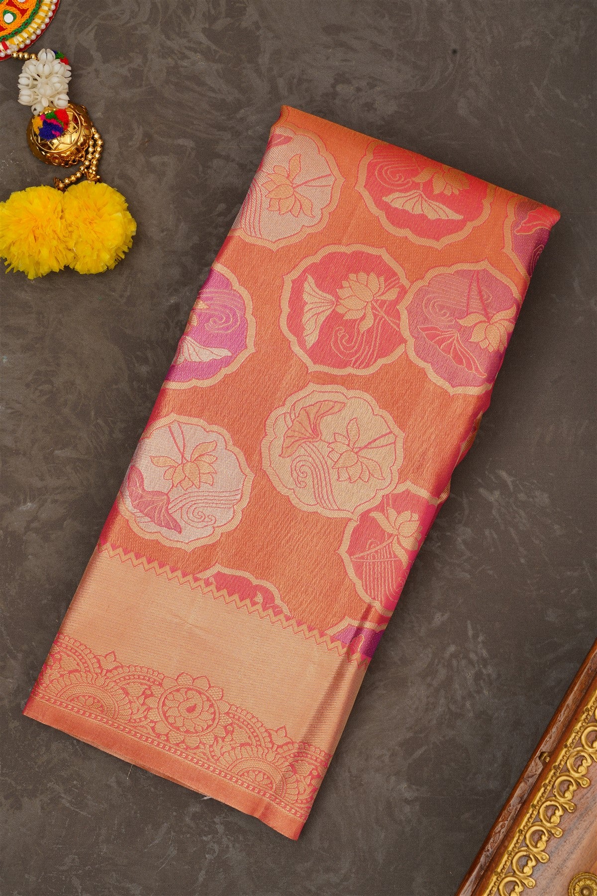 Semi Kanchipuram Tissue Silk Pink Saree