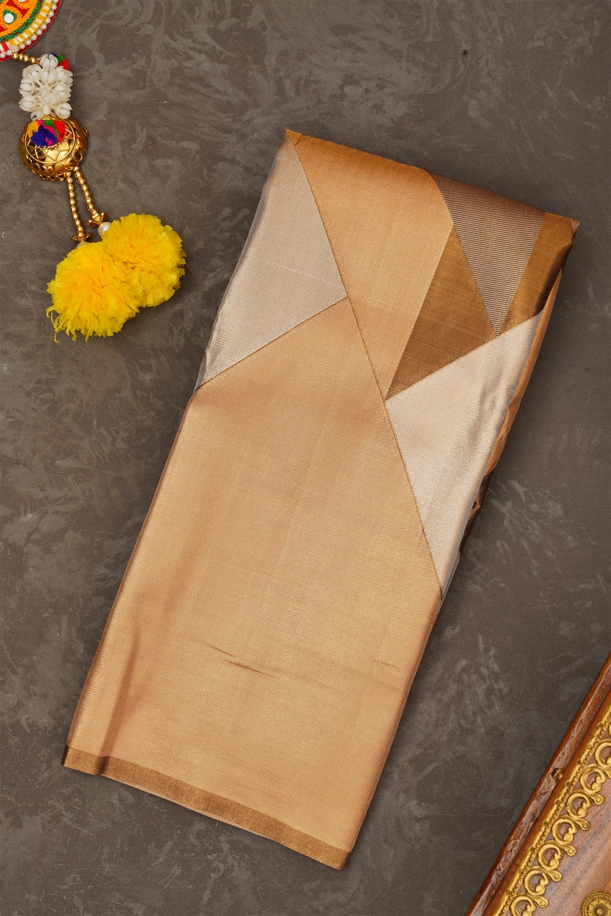 Semi Kanchipuram Tissue Silk Dual Shade Saree