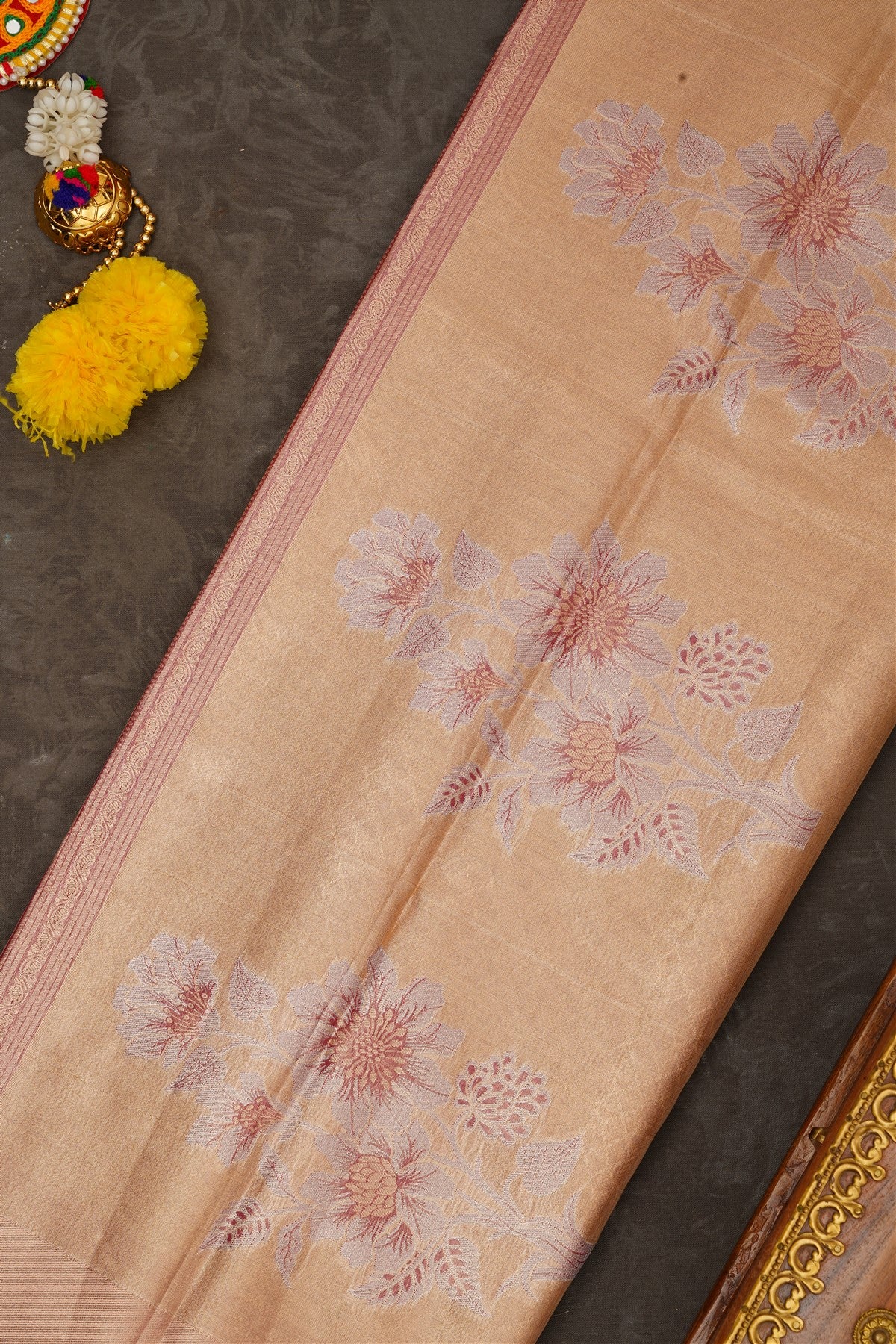 Semi Kanchipuram Tissue Silk Gold Saree