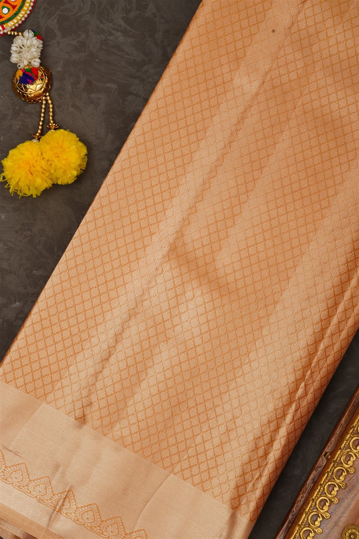Semi Kanchipuram Tissue Silk Gold Saree