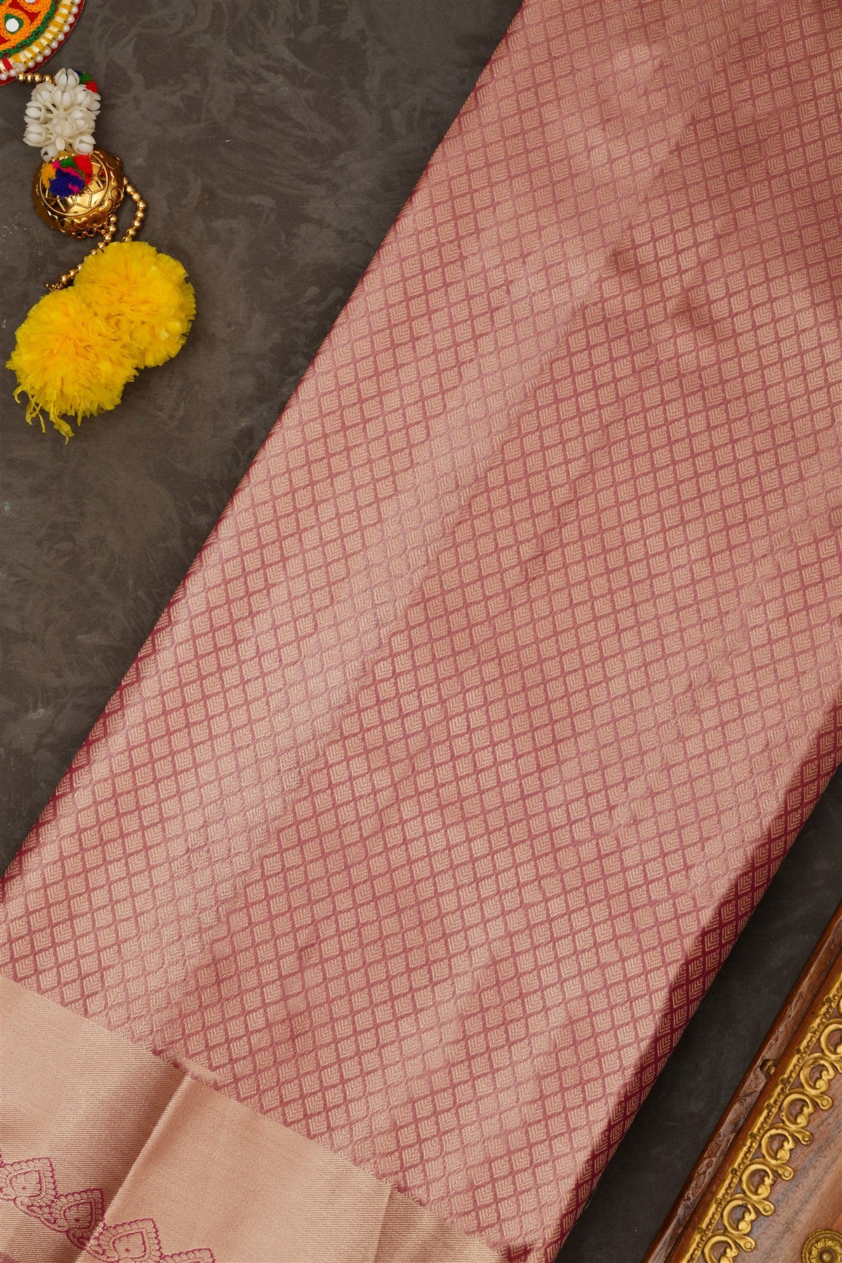 Semi Kanchipuram Tissue Silk Gold Saree