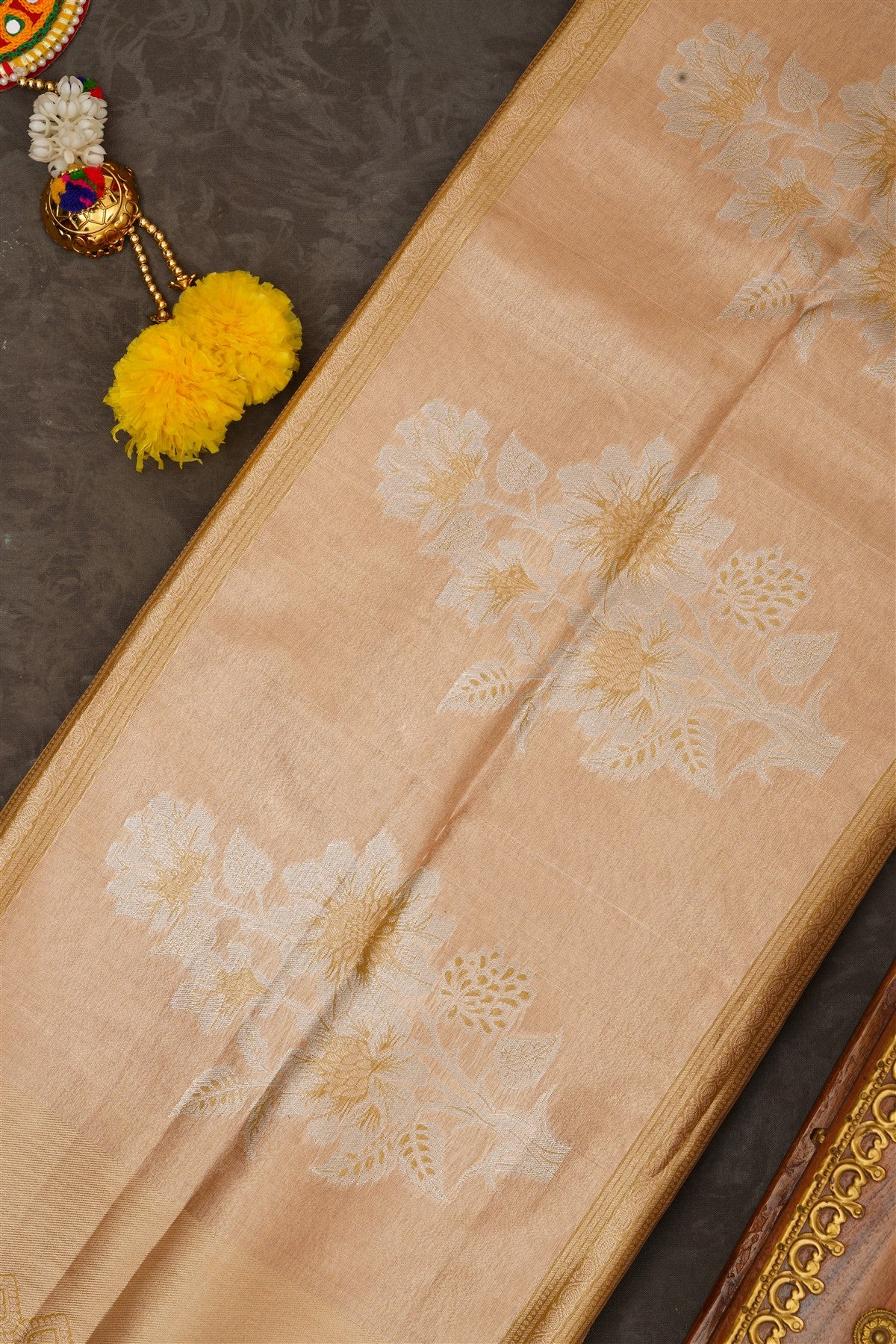 Semi Kanchipuram Tissue Silk Light Olive Green Saree