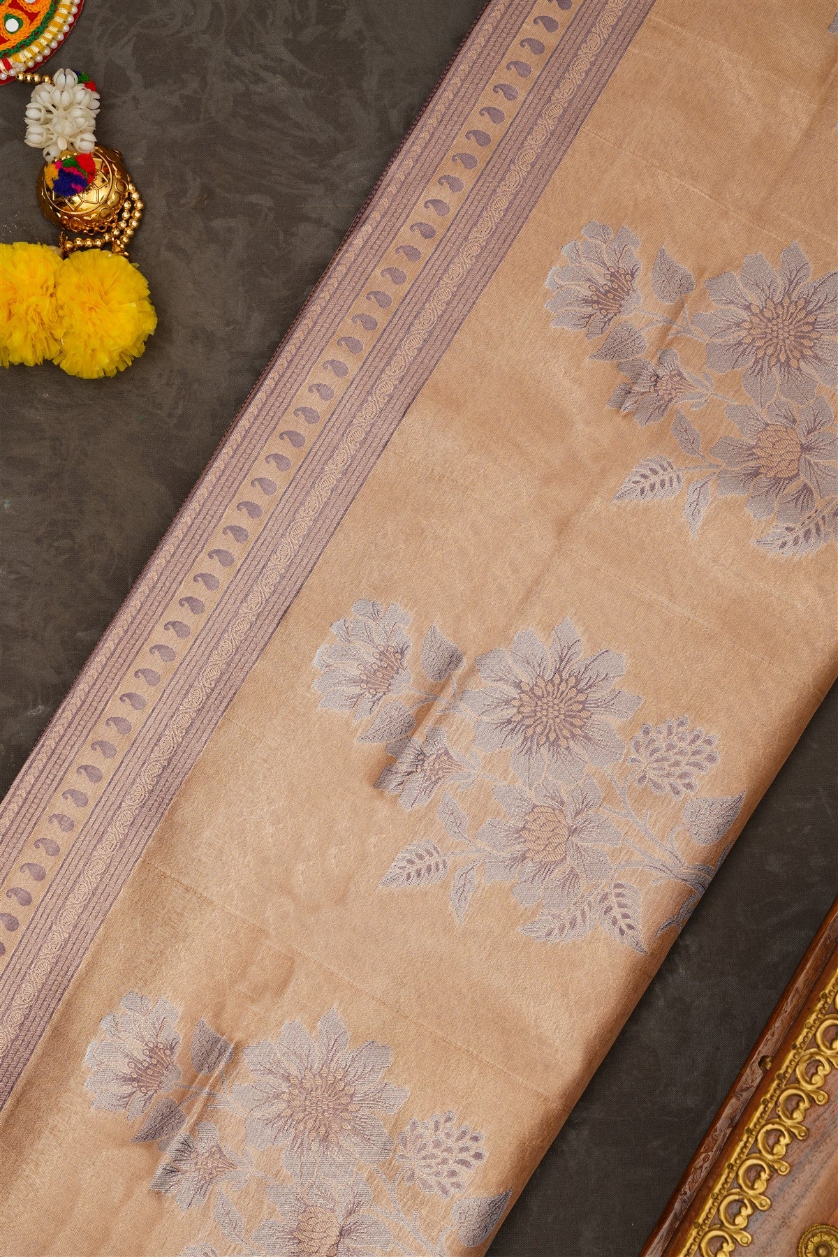 Semi Kanchipuram Tissue Silk Royal Blue Saree
