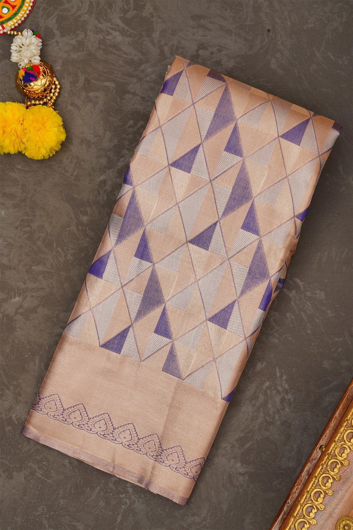 Semi Kanchipuram Tissue Silk Royal Blue Saree