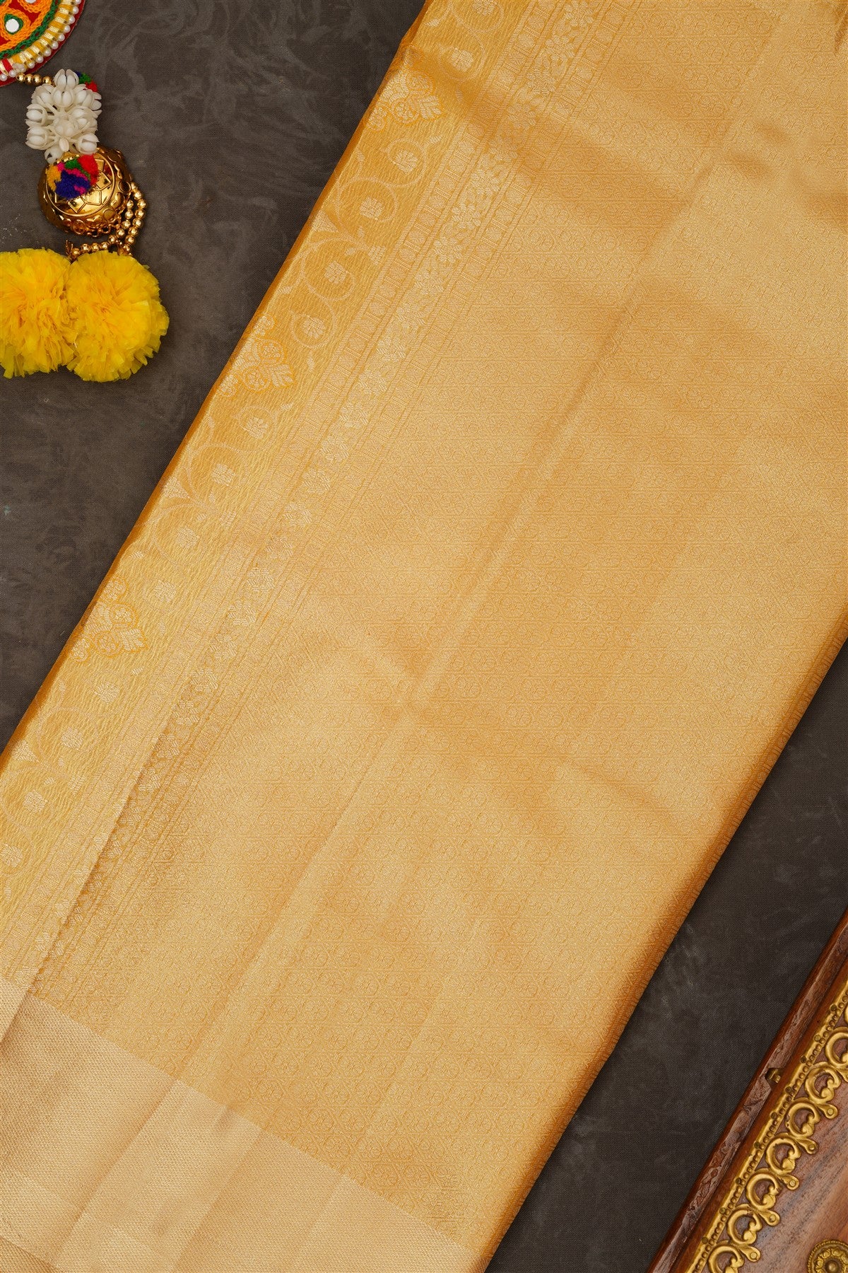 Semi Kanchipuram Tissue Silk Gold Saree