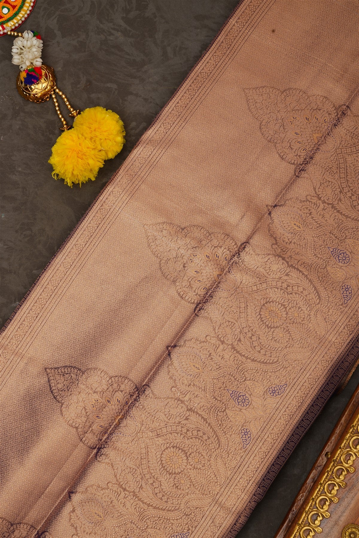 Semi Kanchipuram Tissue Silk Royal Blue Saree
