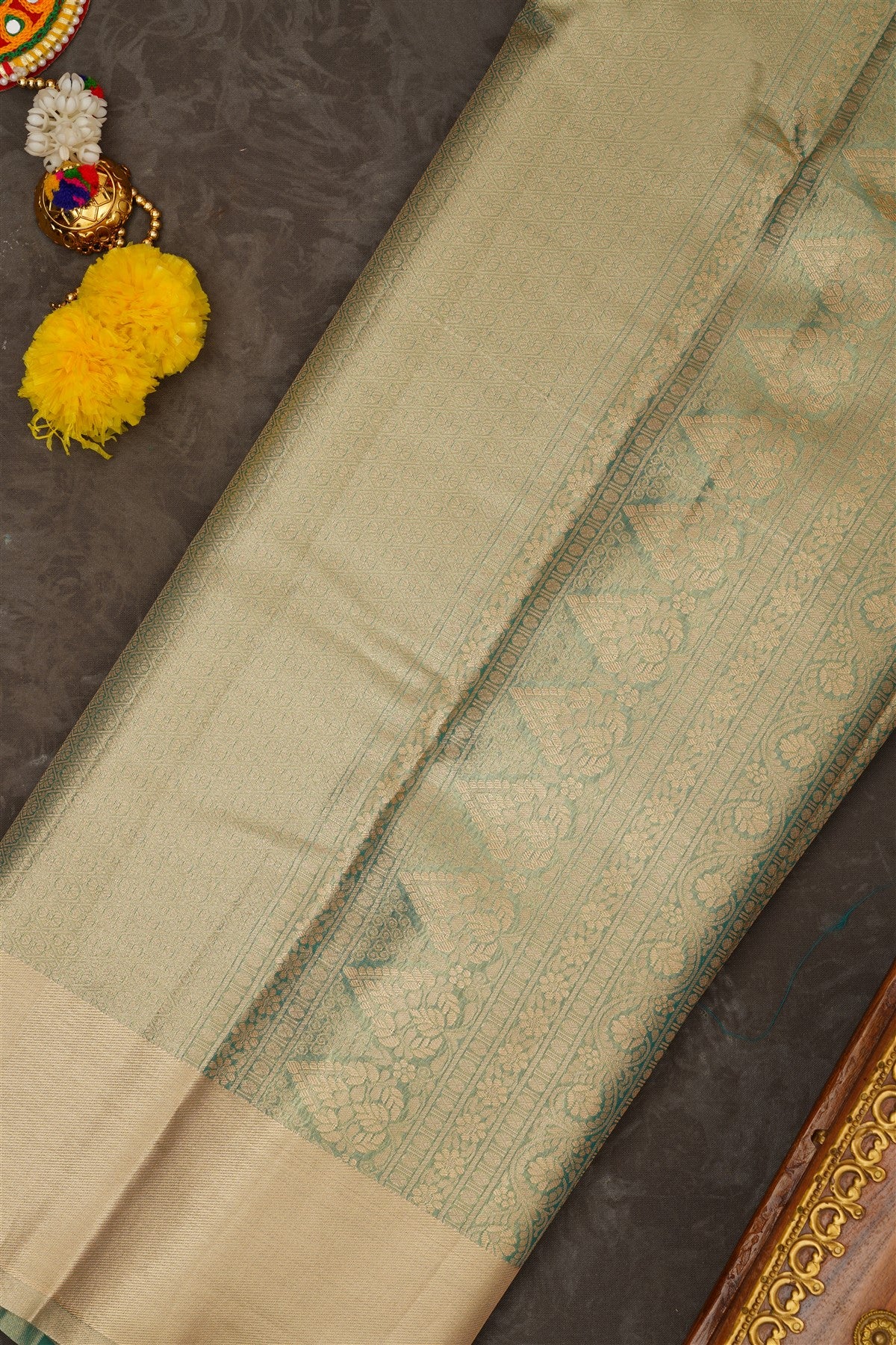 Semi Kanchipuram Tissue Silk Sea Green Saree