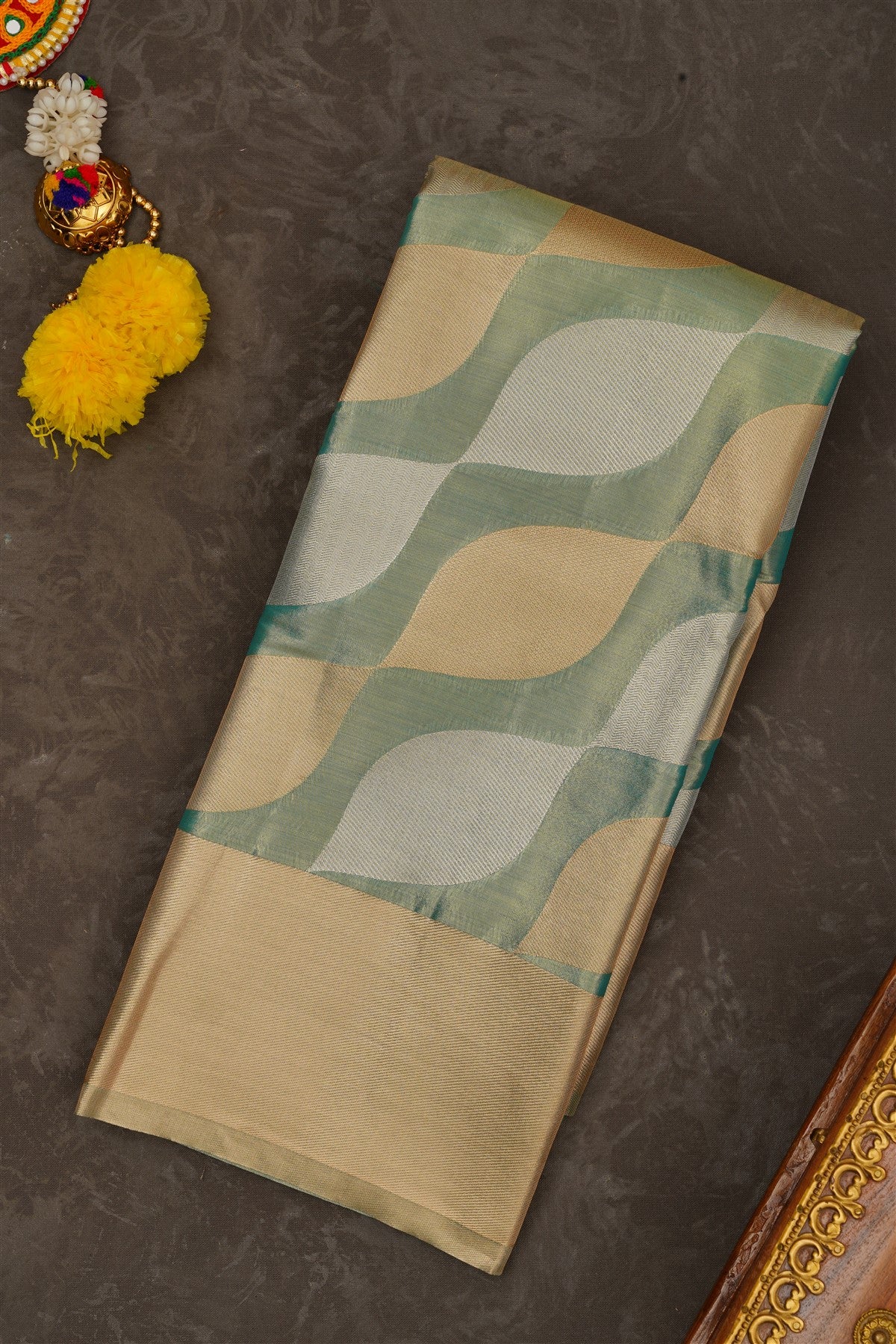 Semi Kanchipuram Tissue Silk Sea Green Saree