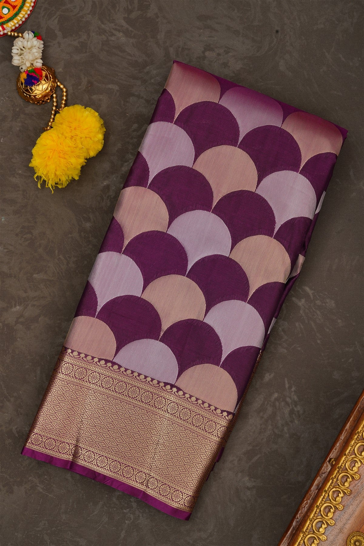 Semi Kanchipuram Tissue Silk Purple Saree