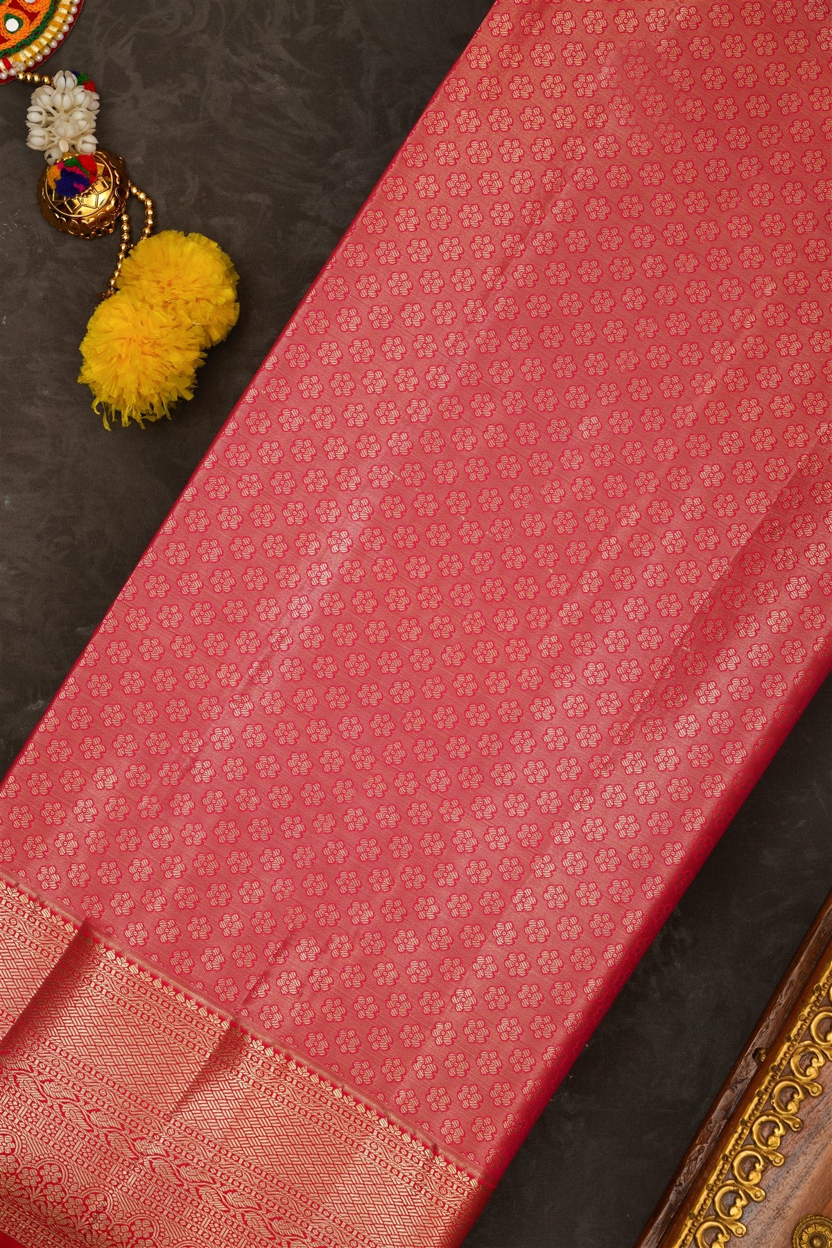 Semi Kanchipuram Tissue Silk Brown Saree