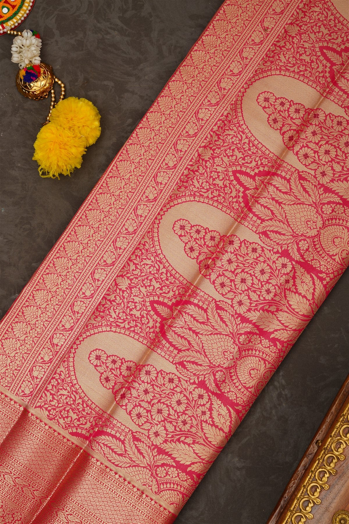 Semi Kanchipuram Tissue Silk Brown Saree