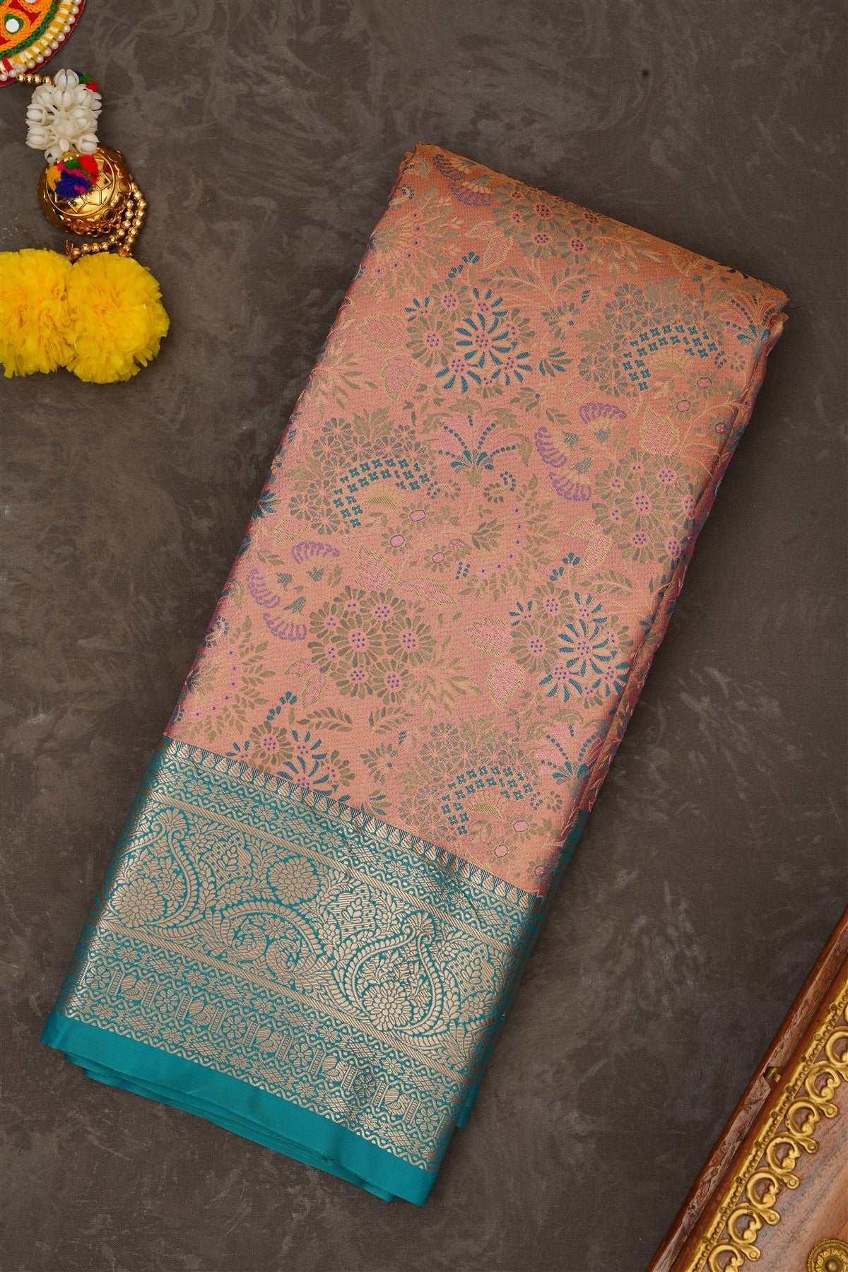 Semi Kanchipuram Tissue Silk Dual Shade Saree
