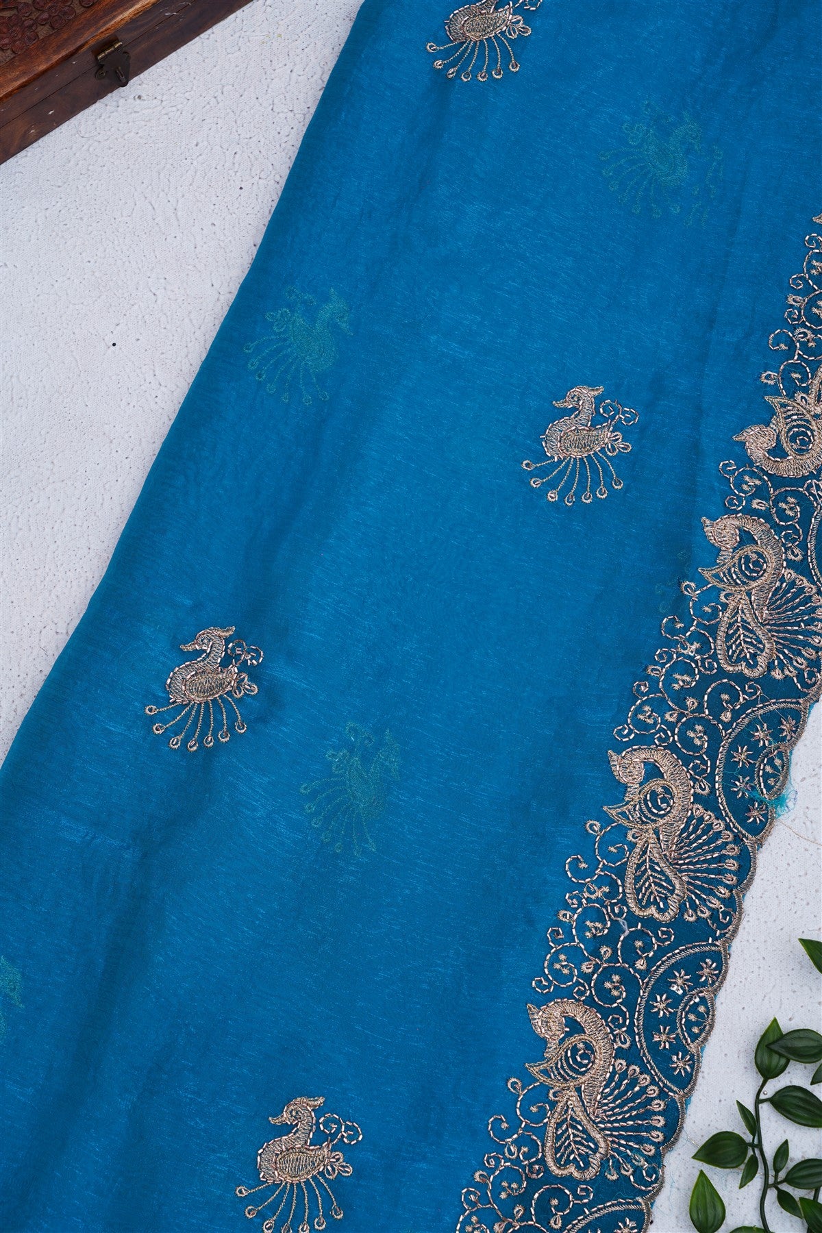 Fancy Space Silk Blue Saree