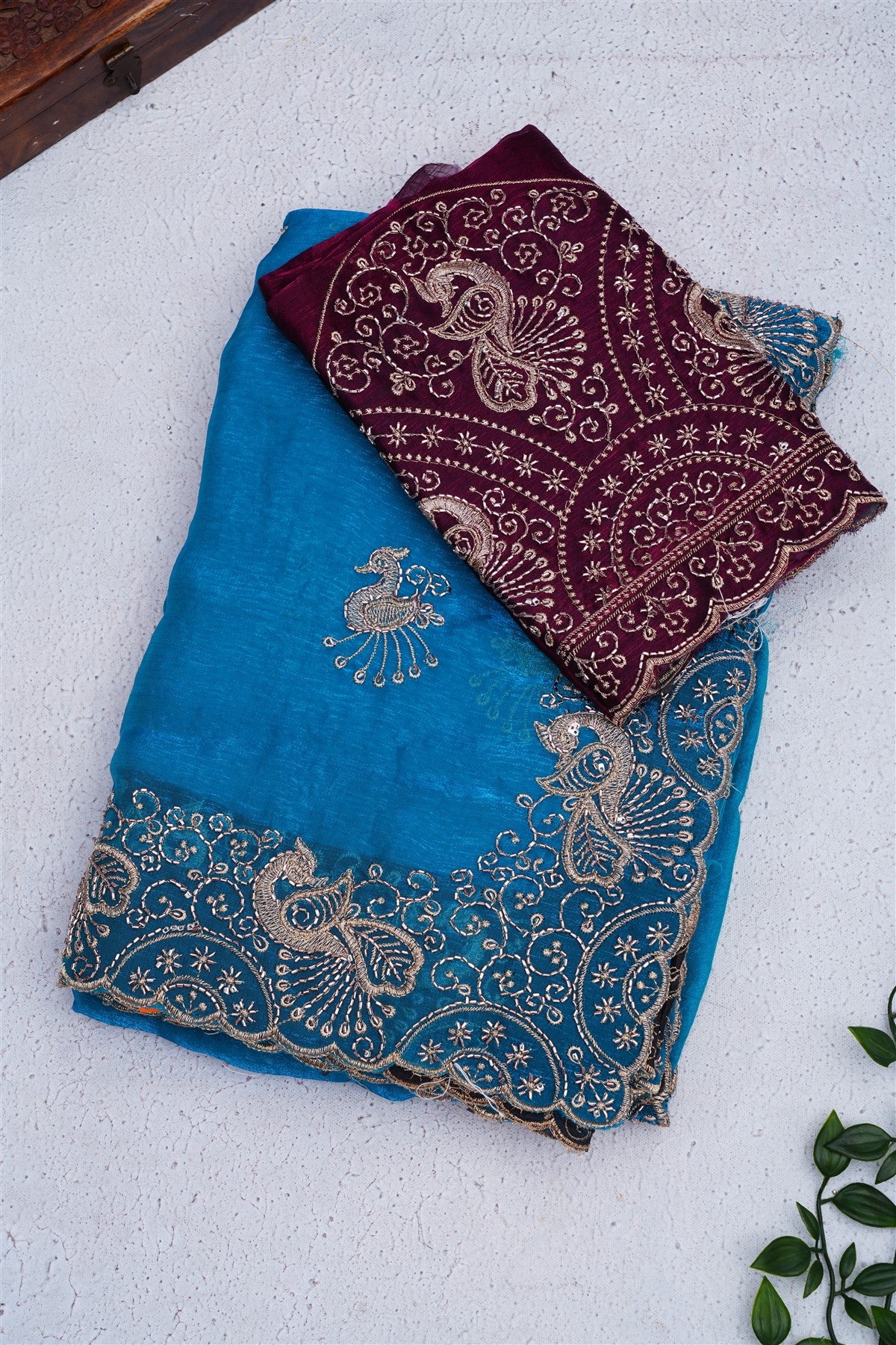 Fancy Space Silk Blue Saree