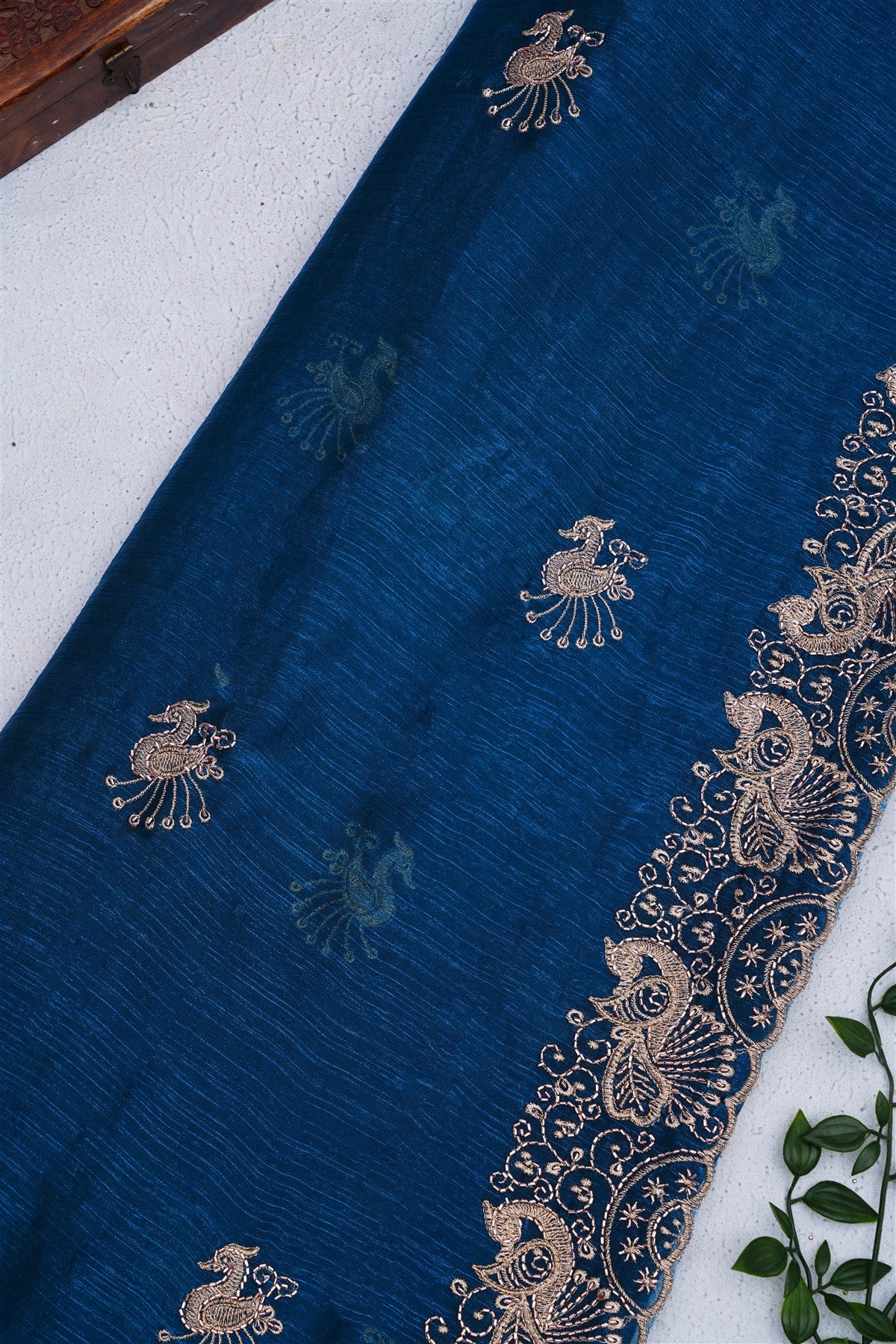 Fancy Space Silk Dark Blue Saree