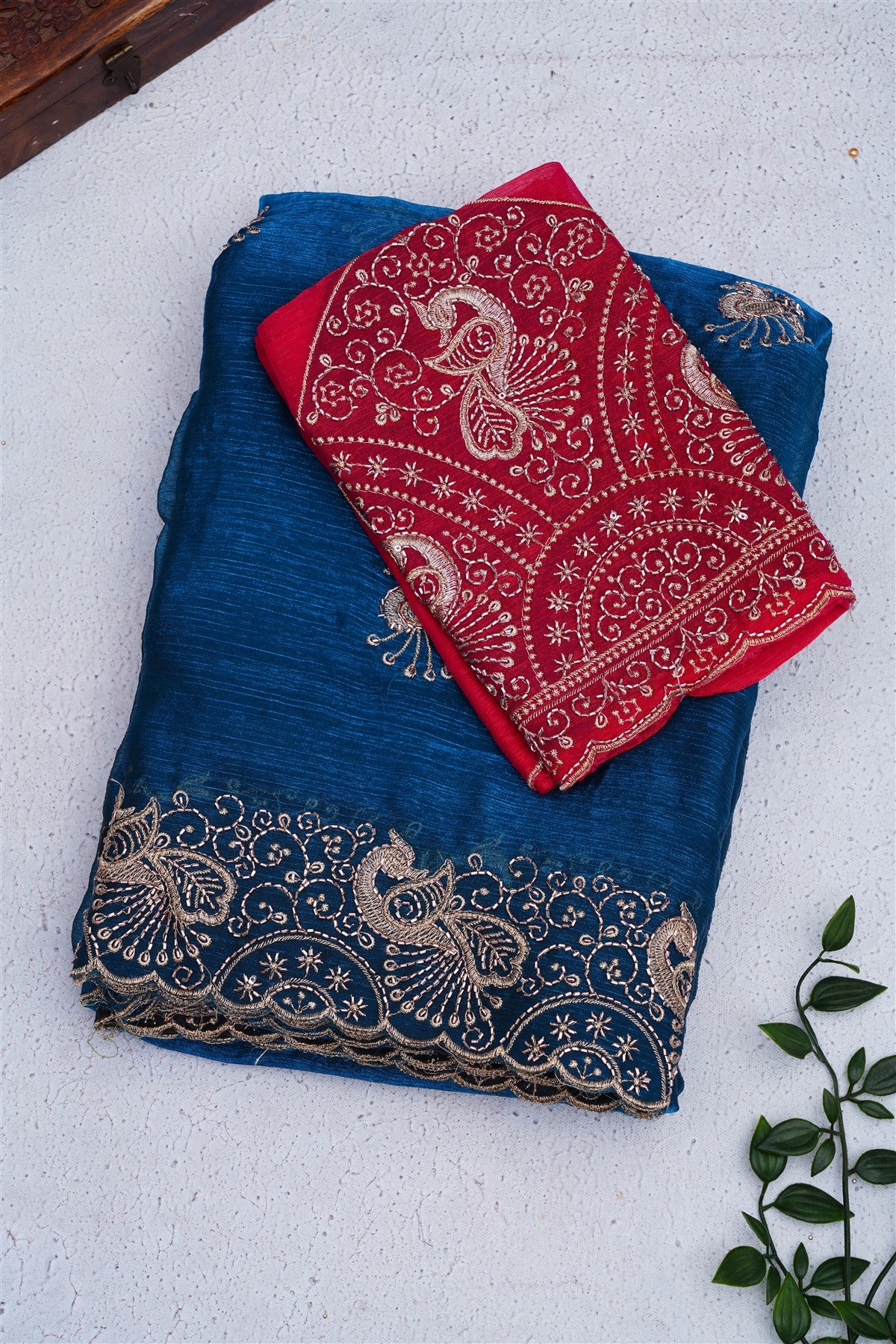 Fancy Space Silk Dark Blue Saree