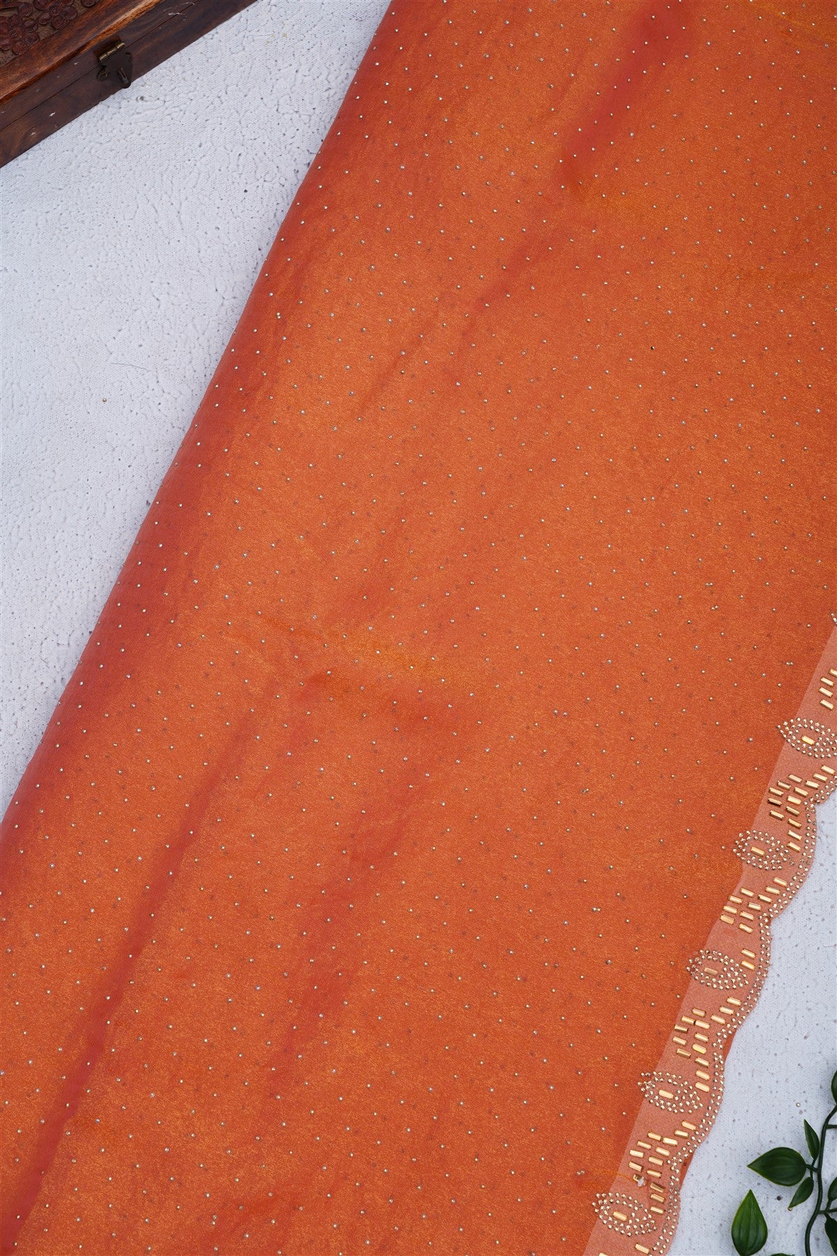 Fancy Space Silk Dark Peach Saree