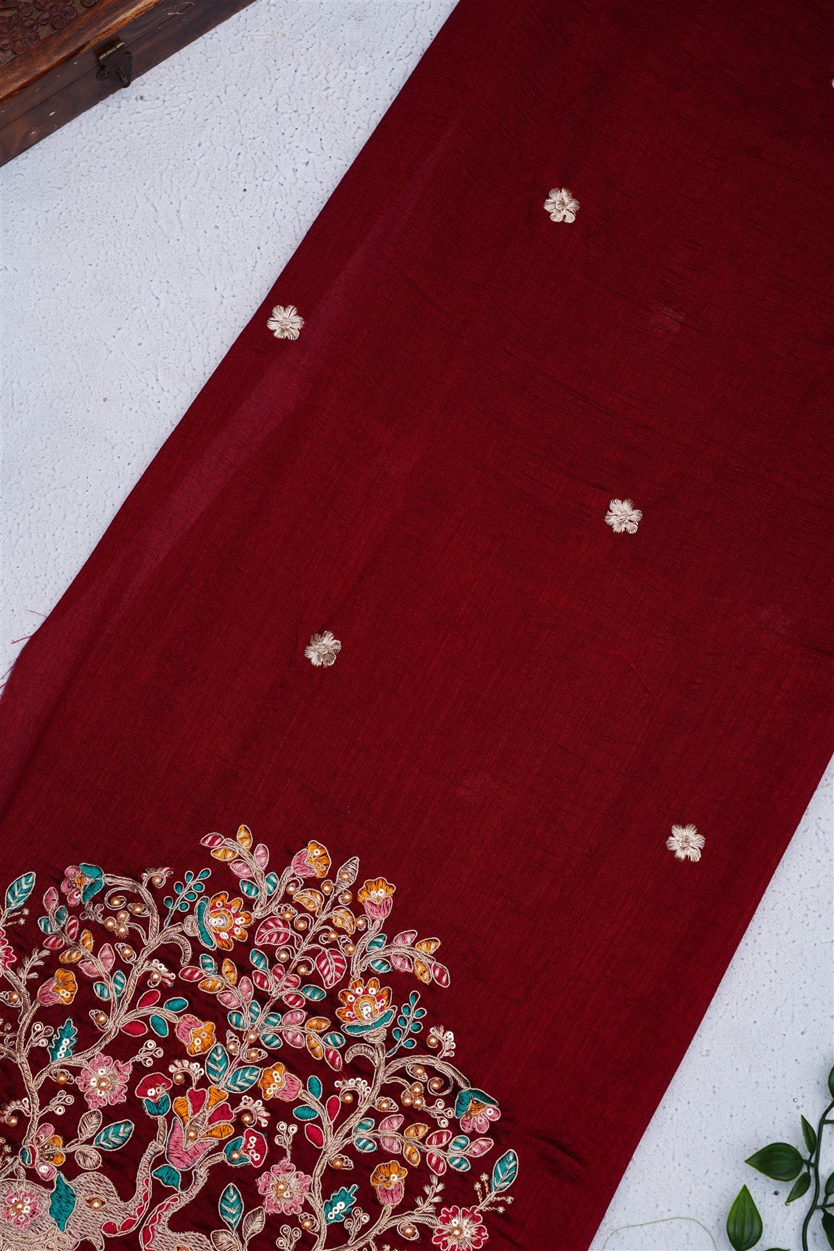 Fancy Space Silk Dark Peach Saree