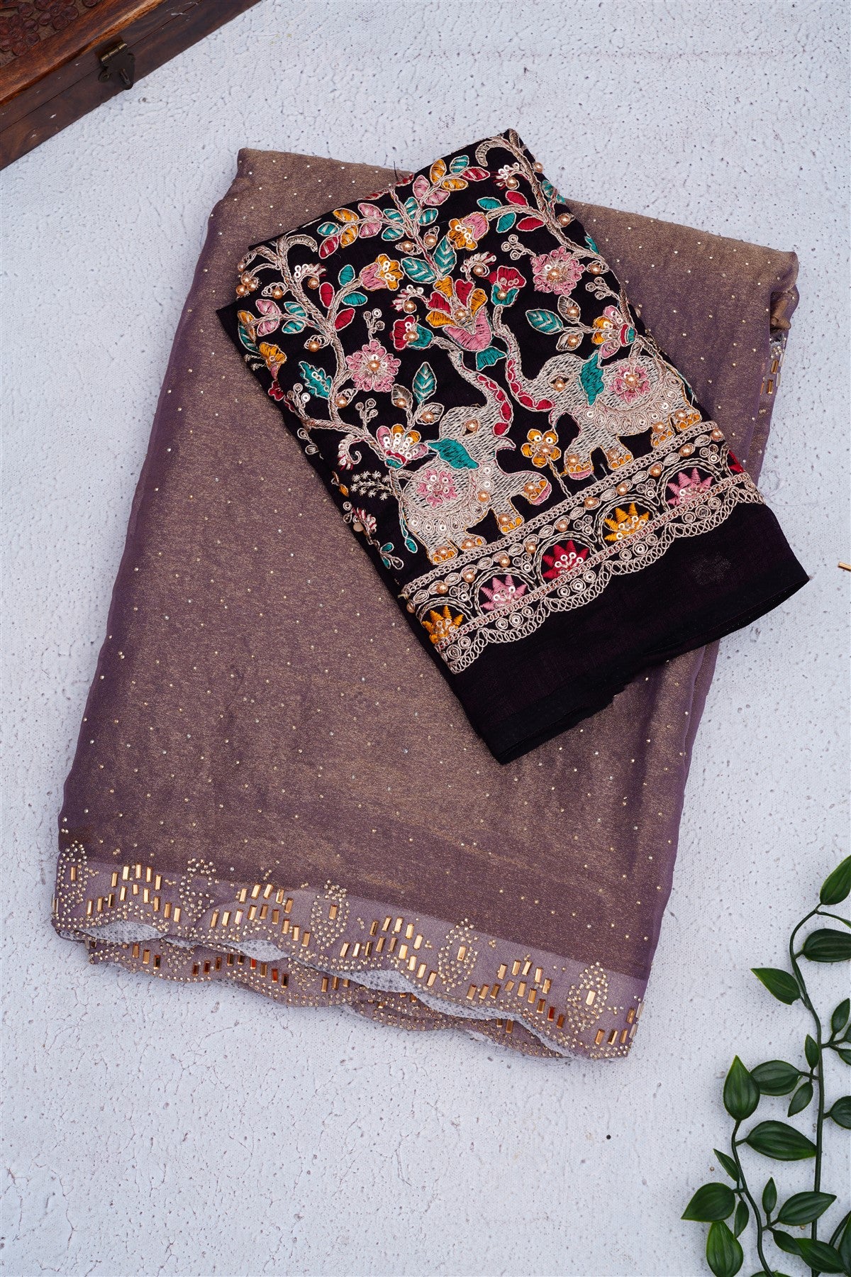 Fancy Space Silk Lavender Saree