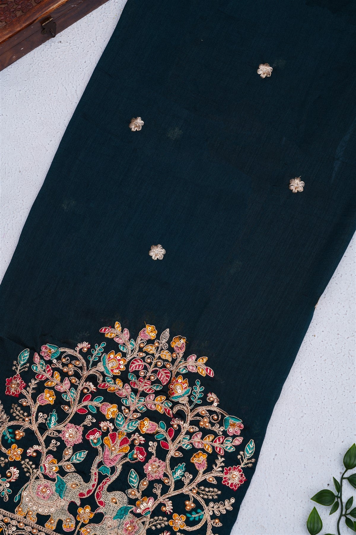 Fancy Space Silk Sea Green Saree