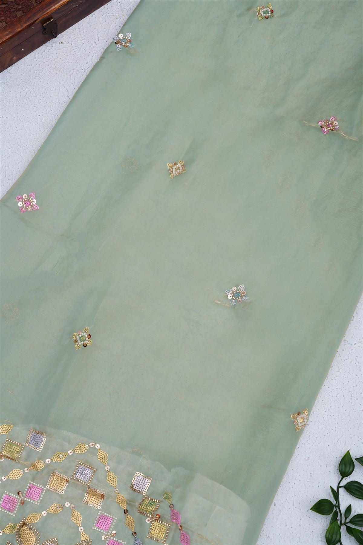 Fancy Space Silk Light Green Saree