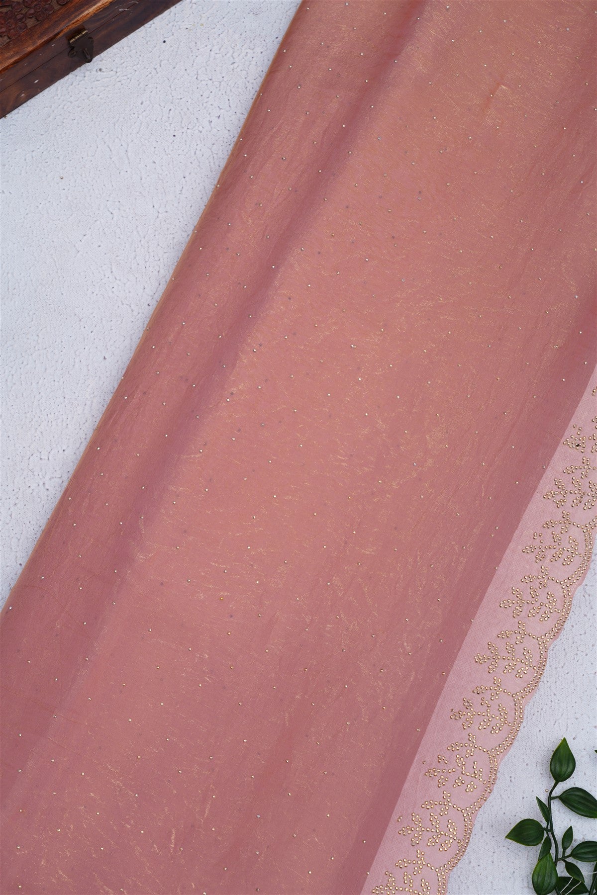 Fancy Space Silk Light Peach Saree