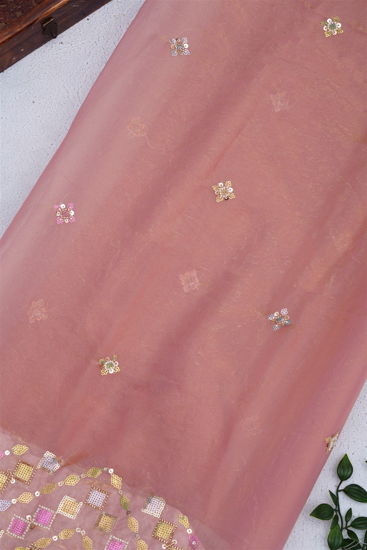 Fancy Space Silk Light Peach Saree