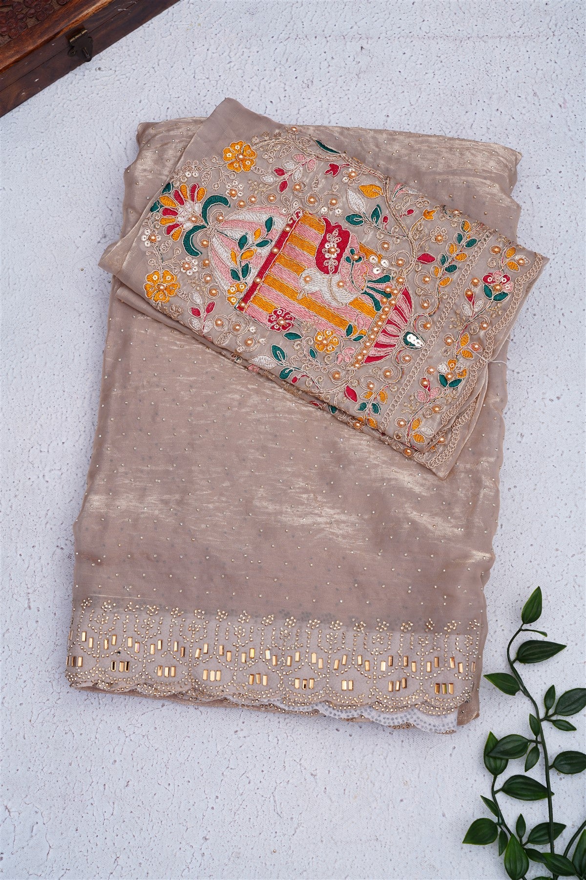 Fancy Space Silk Grey Saree