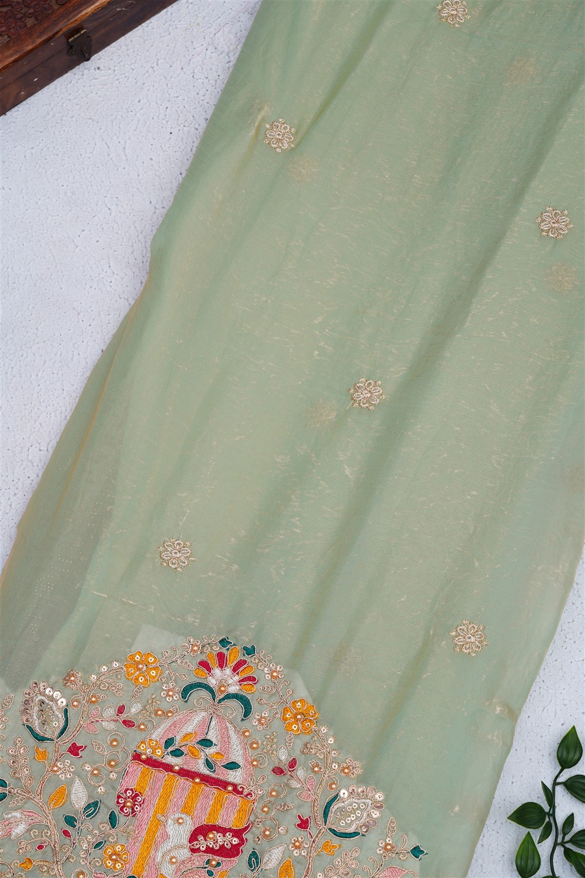 Fancy Space Silk Light Green Saree