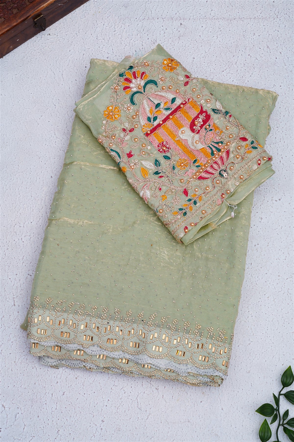 Fancy Space Silk Light Green Saree