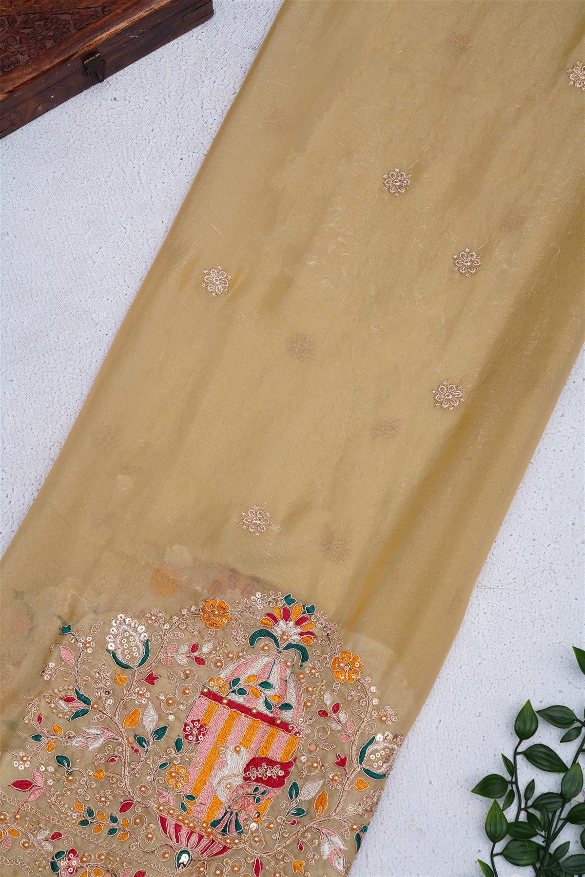 Fancy Space Silk Light Olive Green Saree