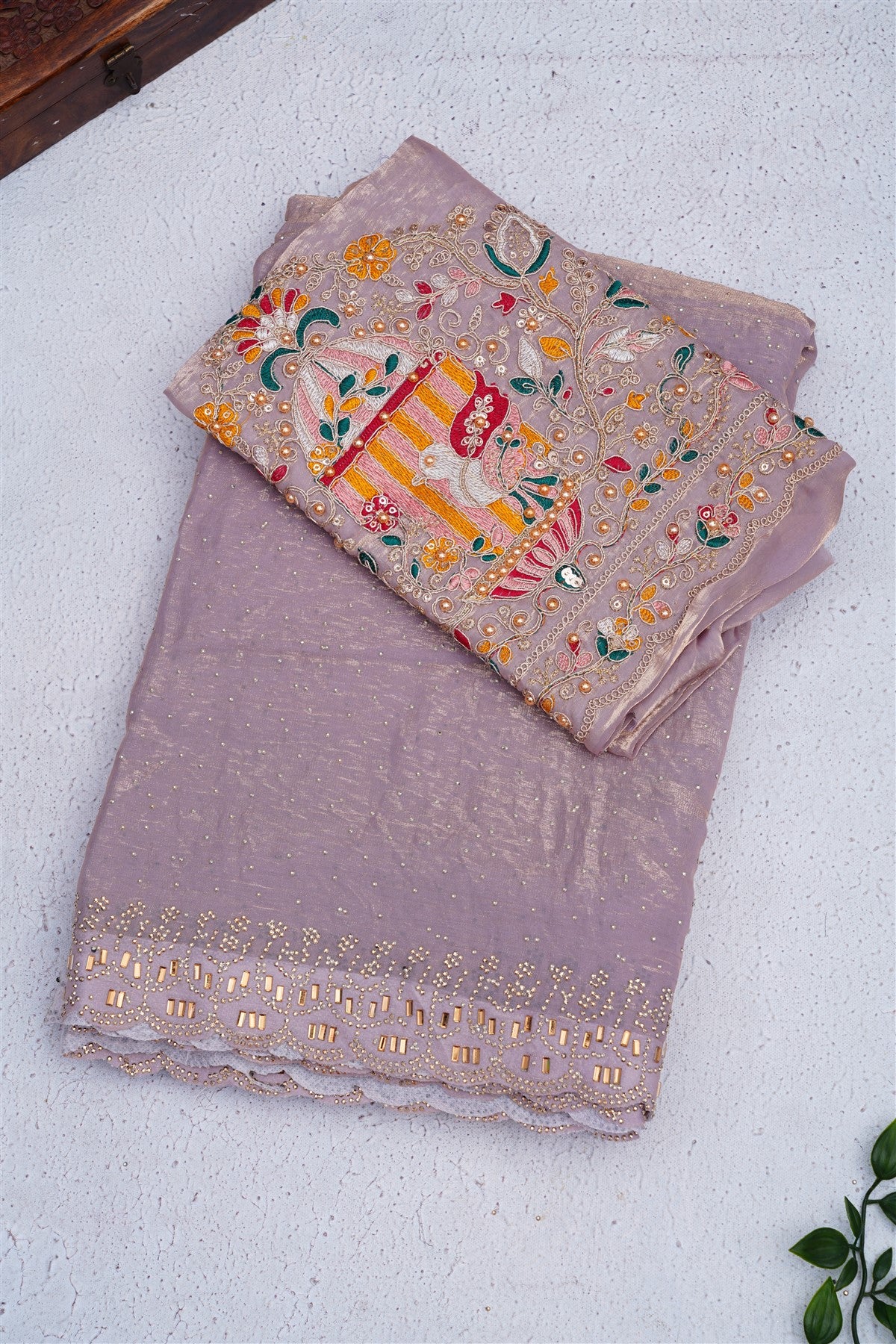 Fancy Space Silk Lite Lavender Saree