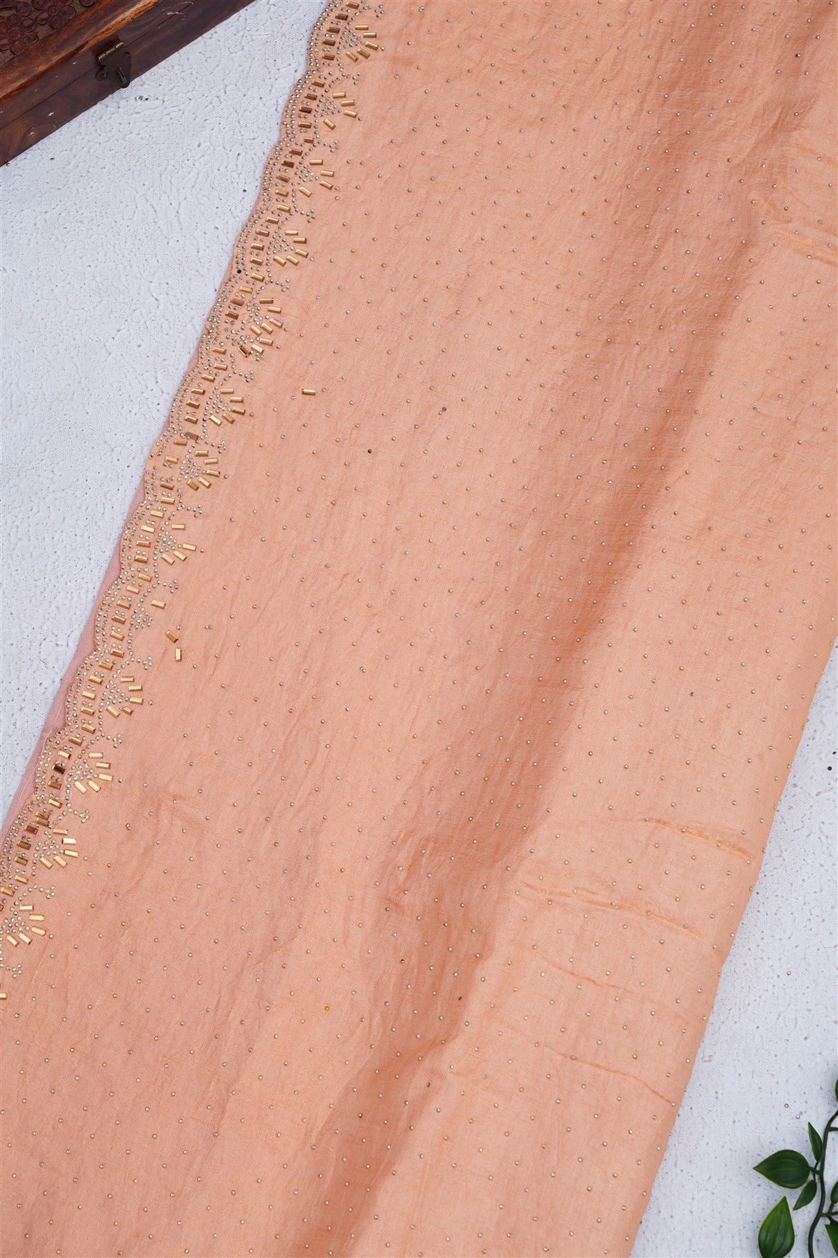 Fancy Space Silk Dark Peach Saree