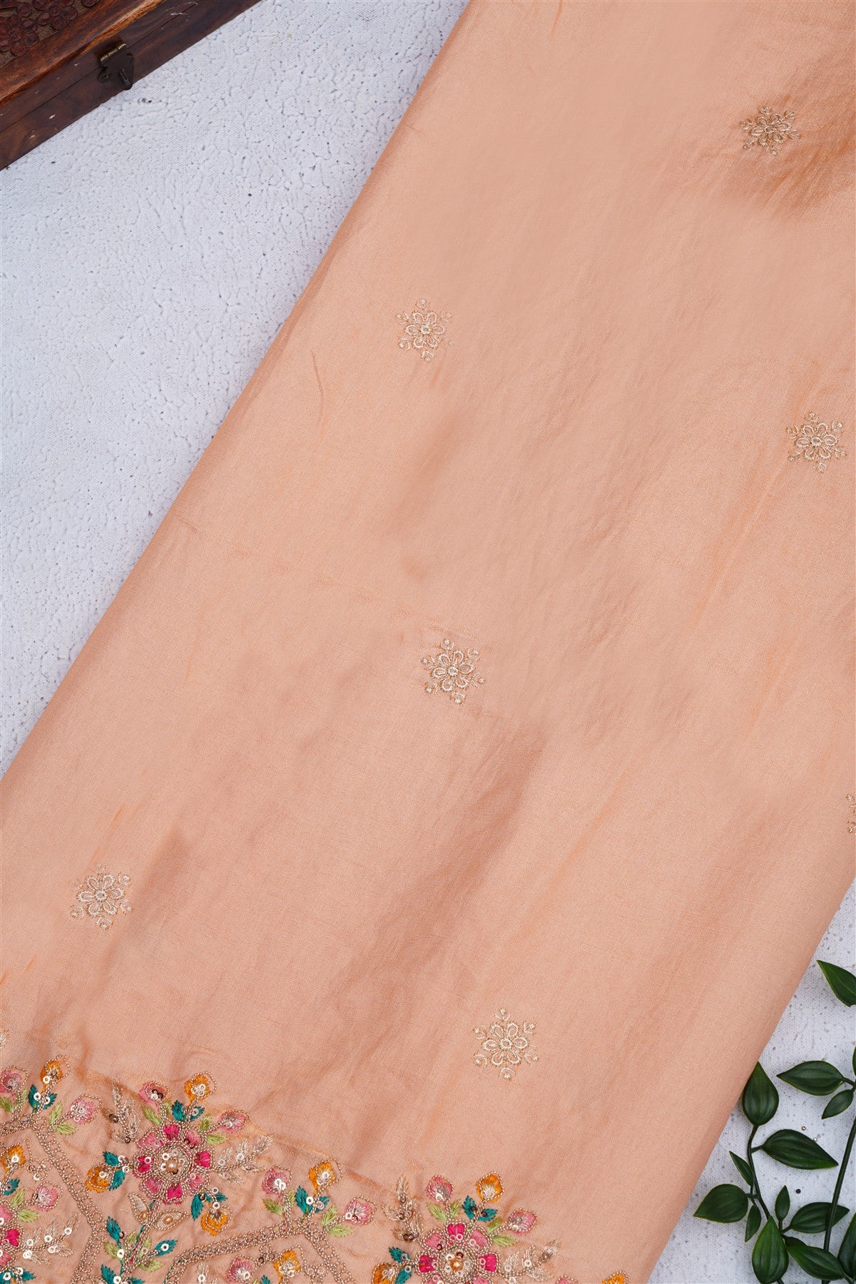 Fancy Space Silk Dark Peach Saree