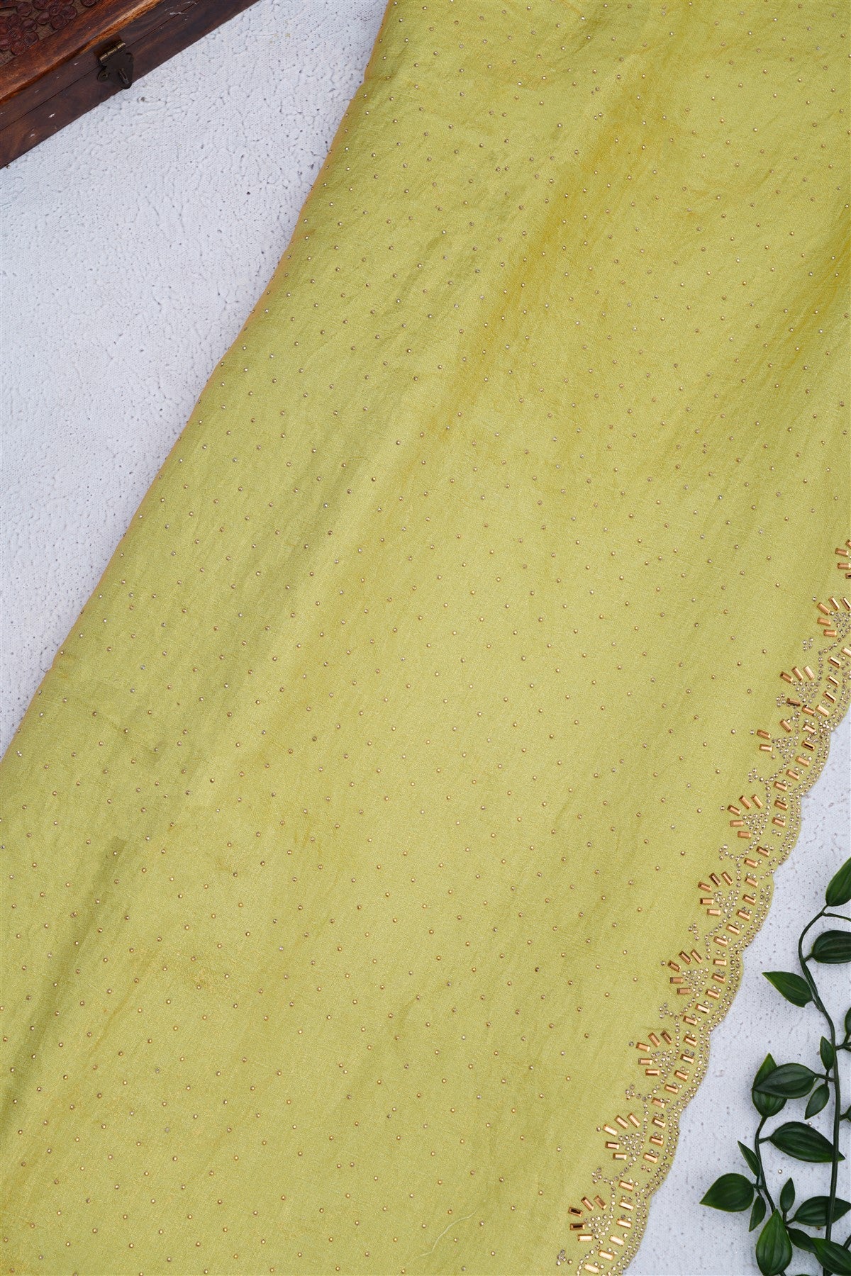 Fancy Space Silk Lime Green Saree