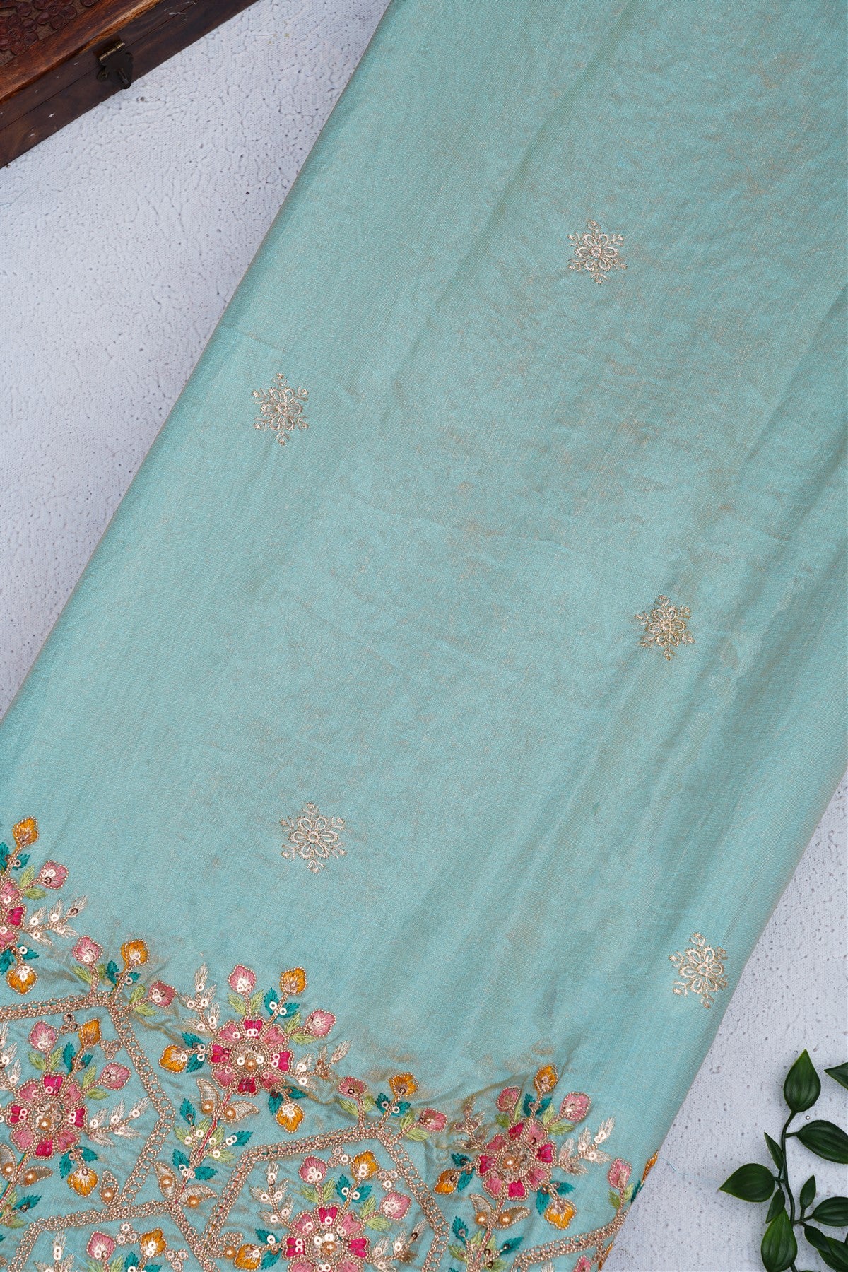 Fancy Space Silk Sky Blue Saree