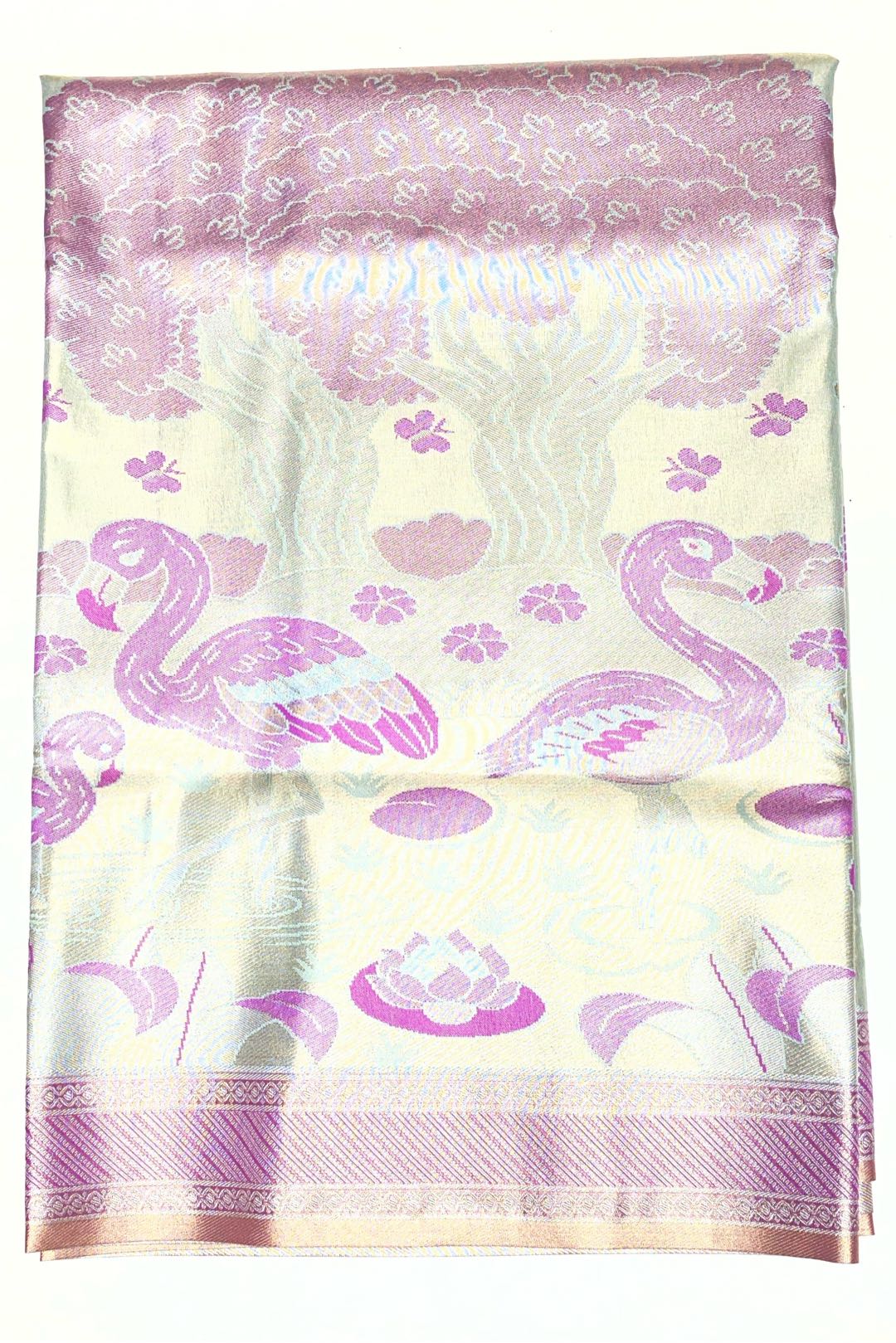Semi Kanchipuram Silk Blend Light Green Saree