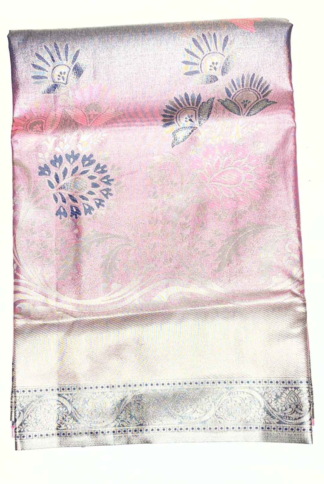 Semi Kanchipuram Tissue Silk Baby Pink Saree