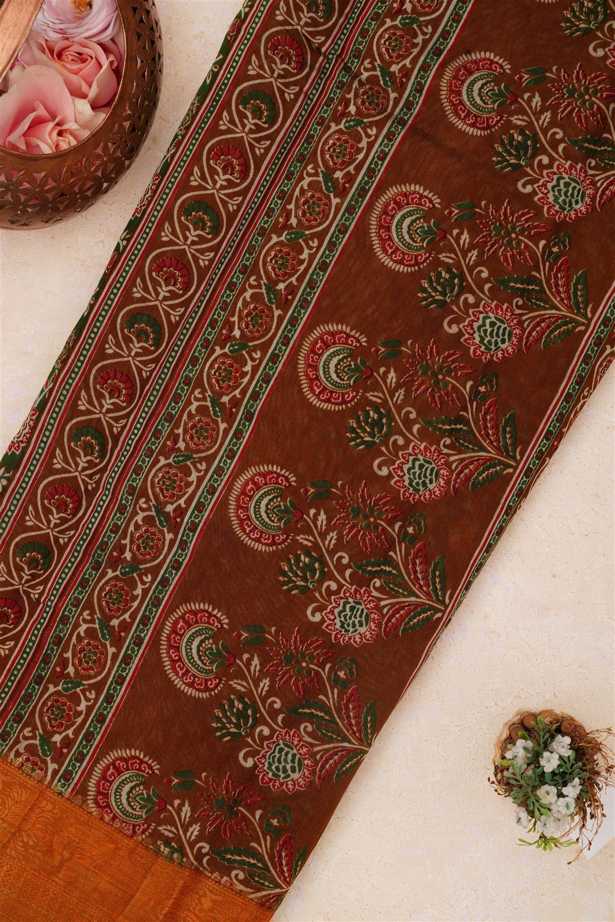 Fancy Maheshwari Silk Green Saree