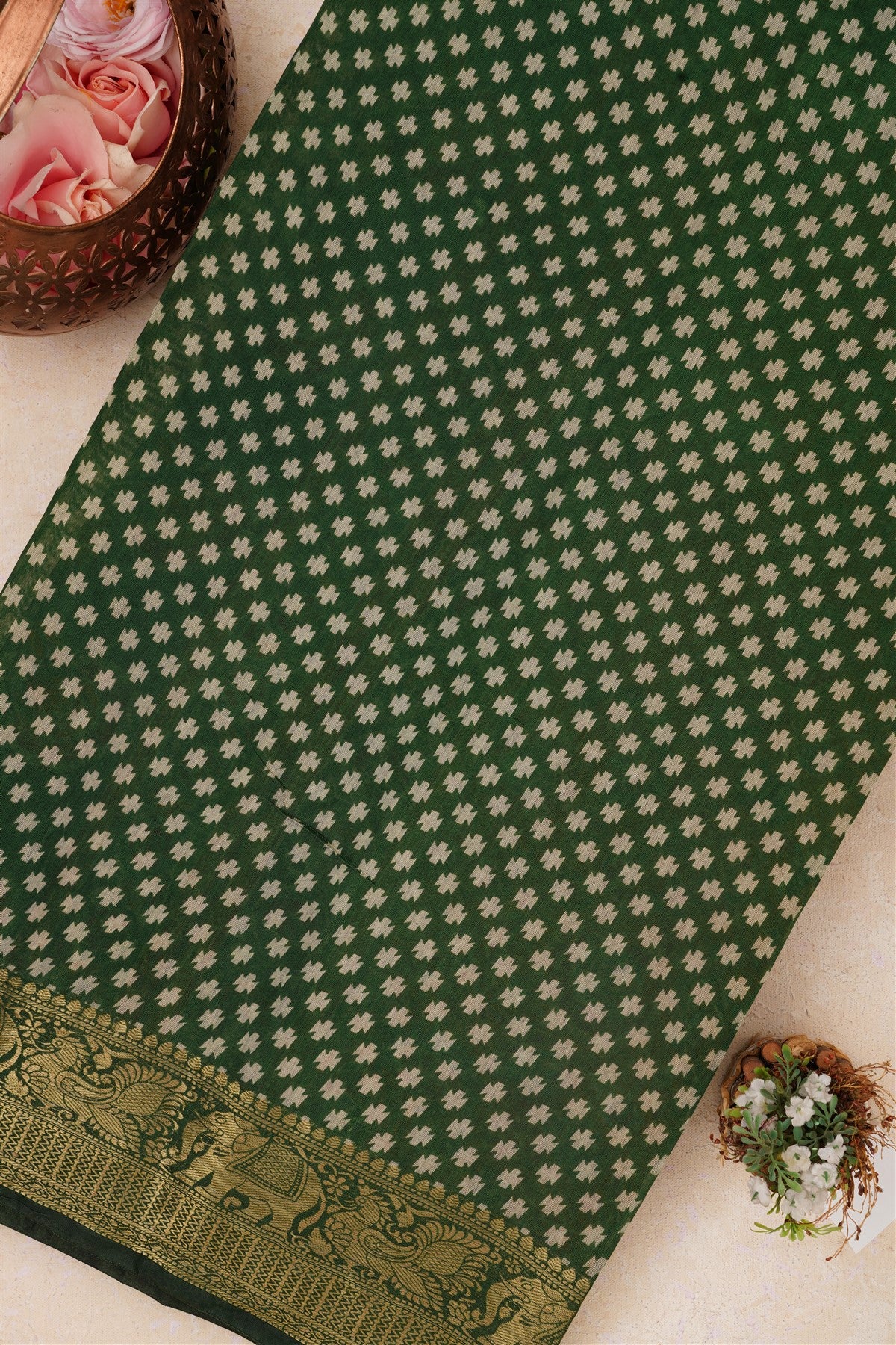 Fancy Maheshwari Silk Khaki Saree