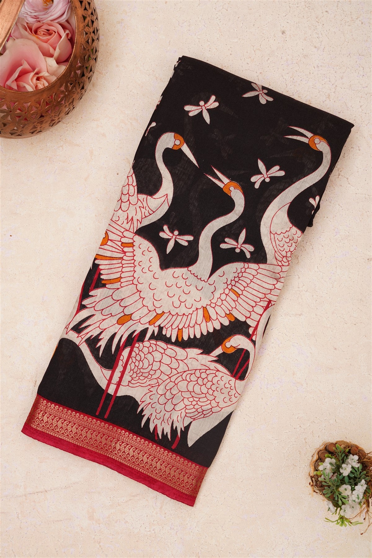 Fancy Maheshwari Silk Brown Saree