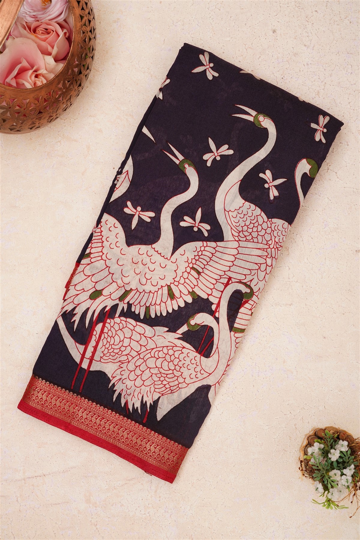 Fancy Maheshwari Silk Violet Saree