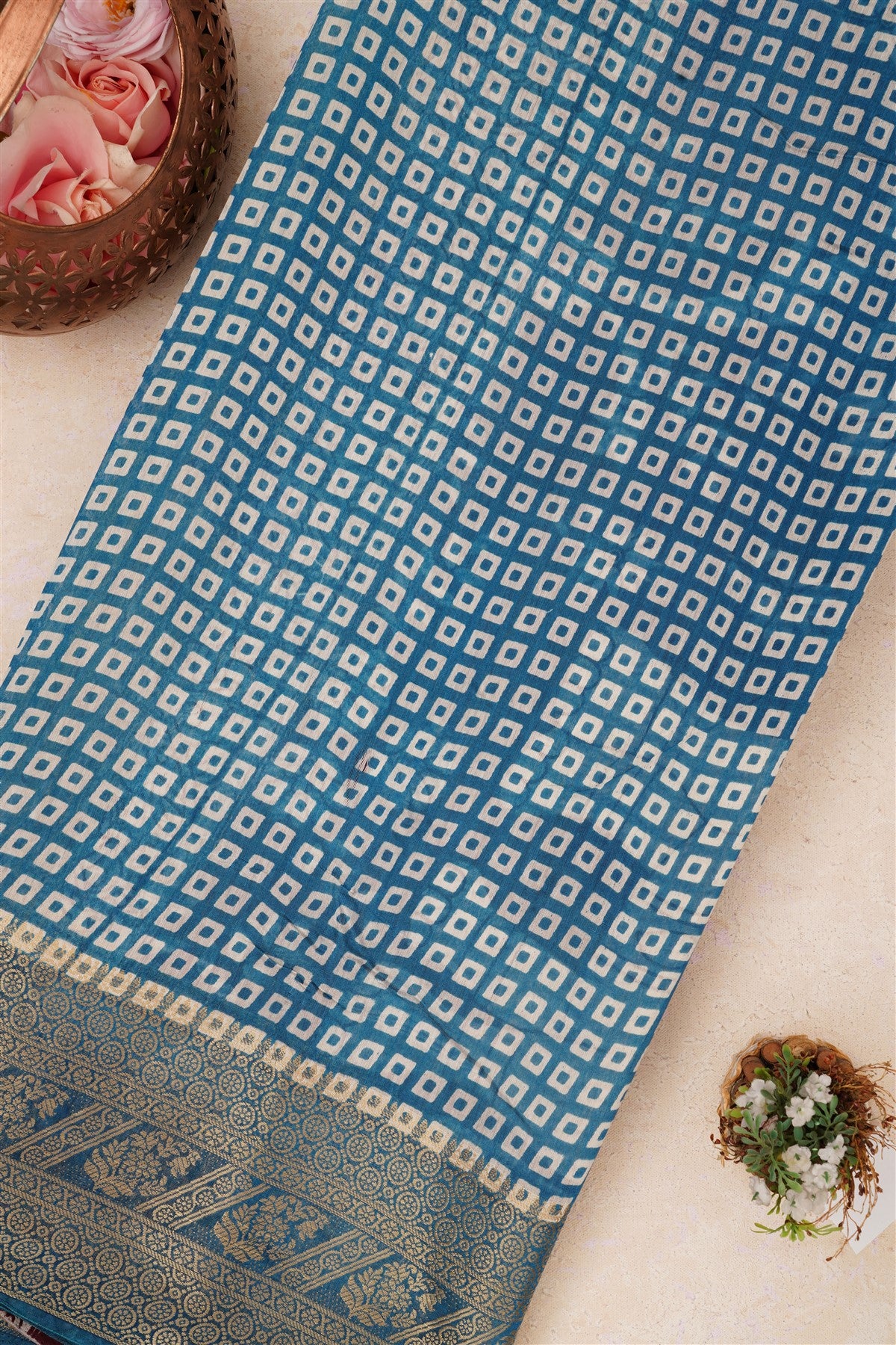 Fancy Maheshwari Silk Blue Saree