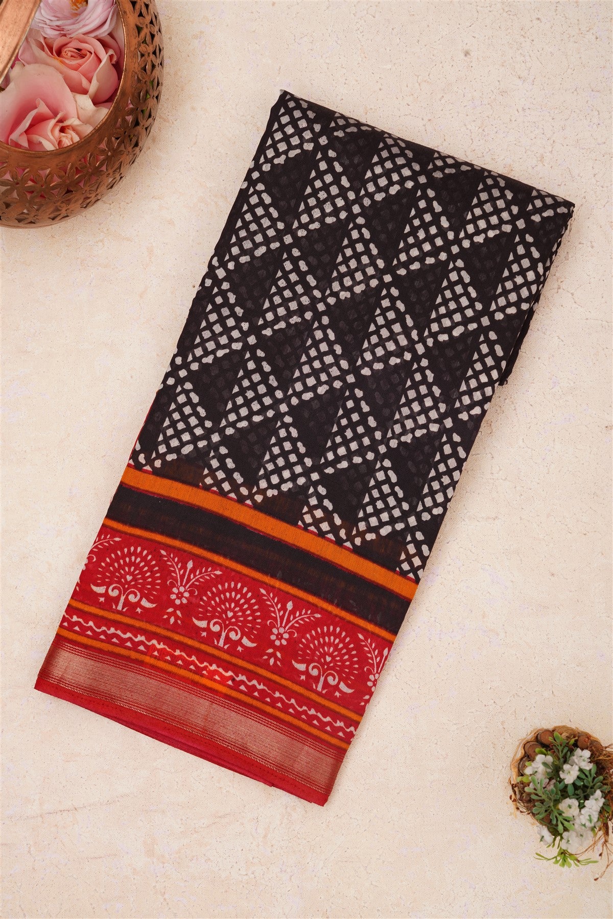 Fancy Maheshwari Silk Black Saree
