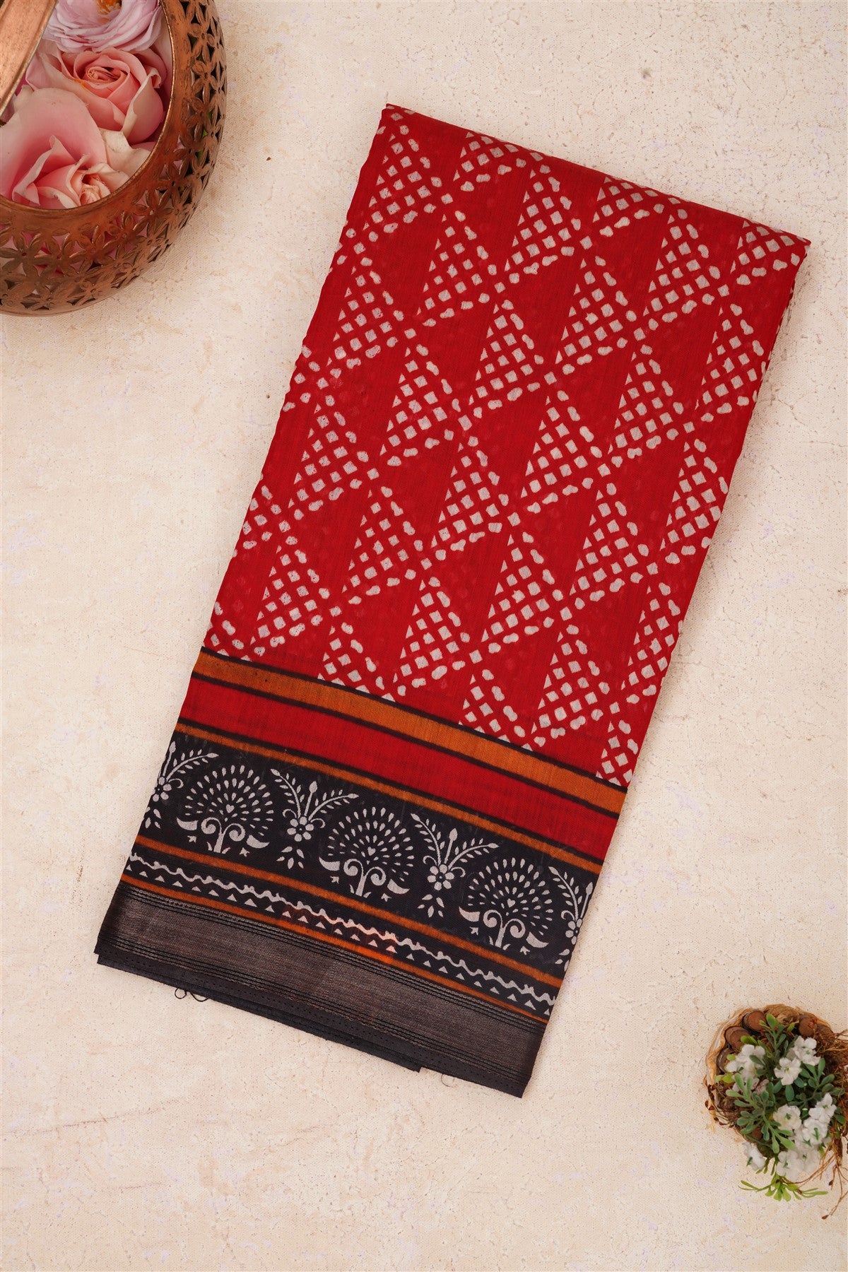 Fancy Maheshwari Silk Maroon Saree