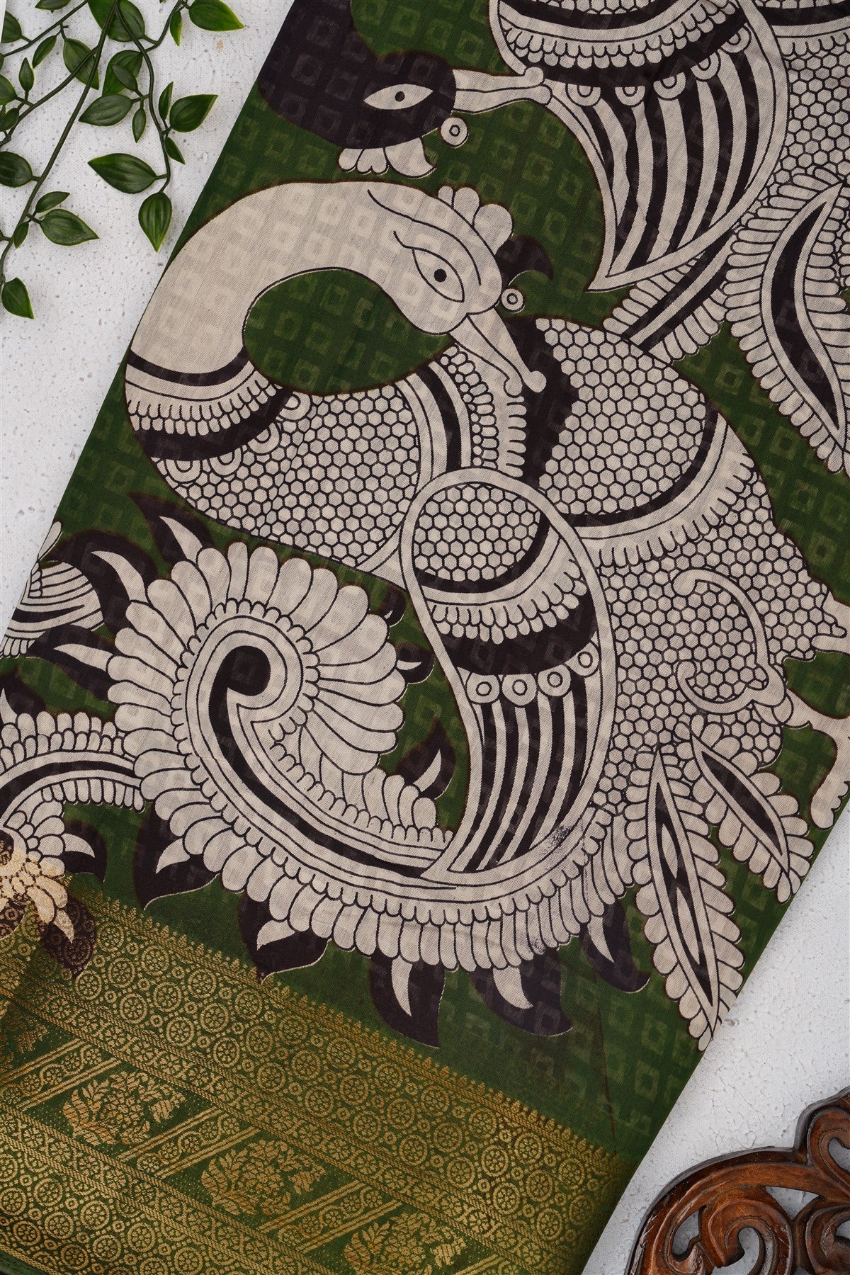 Fancy Maheshwari Silk Dark Green Saree